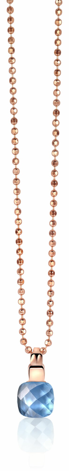 ZINZI Rose Gold Plated Sterling Silver Square Pendant Blue ZIH1111B