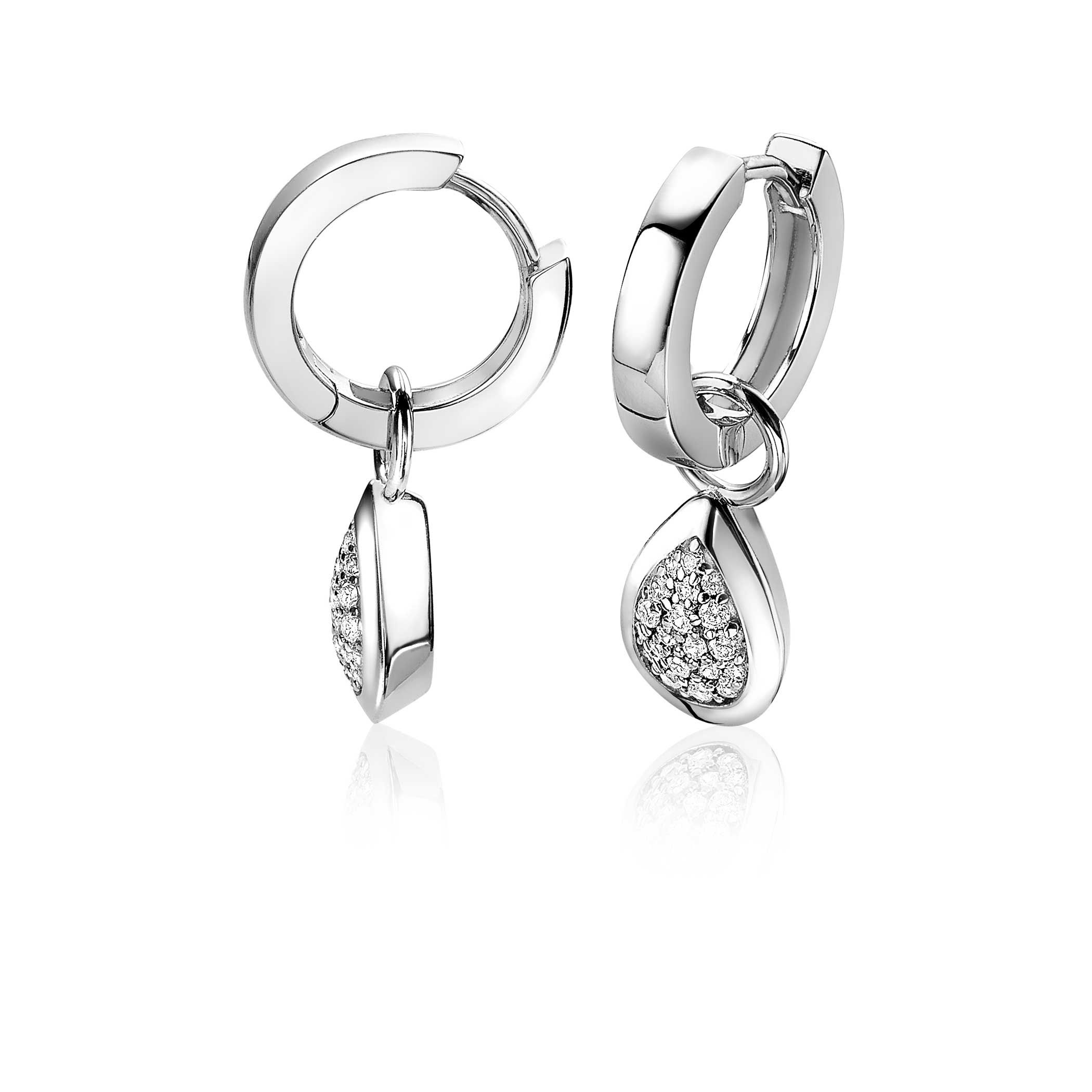 ZINZI Sterling Silver Earrings Pendants Drop White ZICH1768 (excl. hoop earrings)