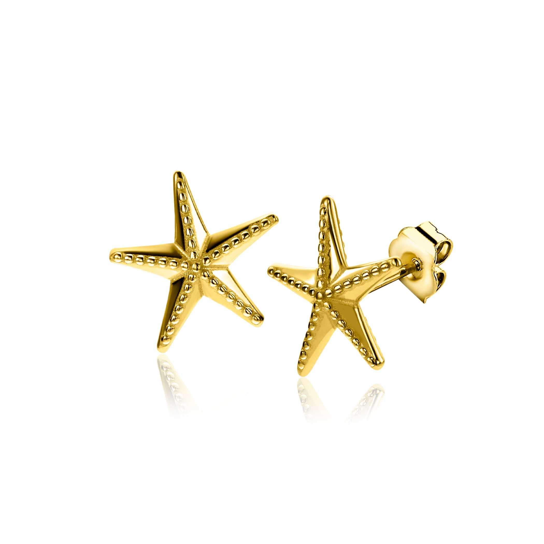 13mm ZINZI gold plated silver stud earrings large starfish ZIO2641