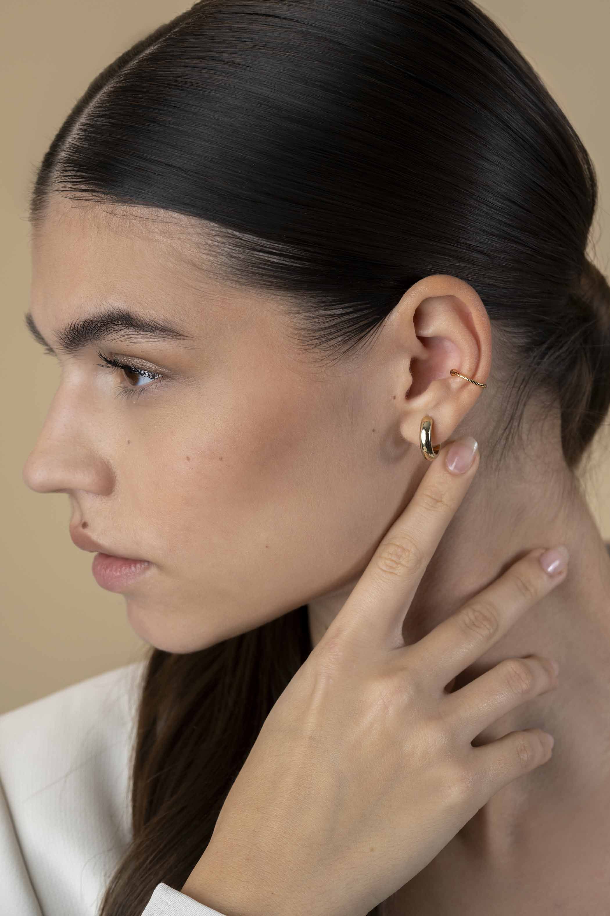 12,5mm ZINZI Gold Plated Sterling Silver Ear Cuff Twisted Tube (price per piece) ZIO-CUFF3G