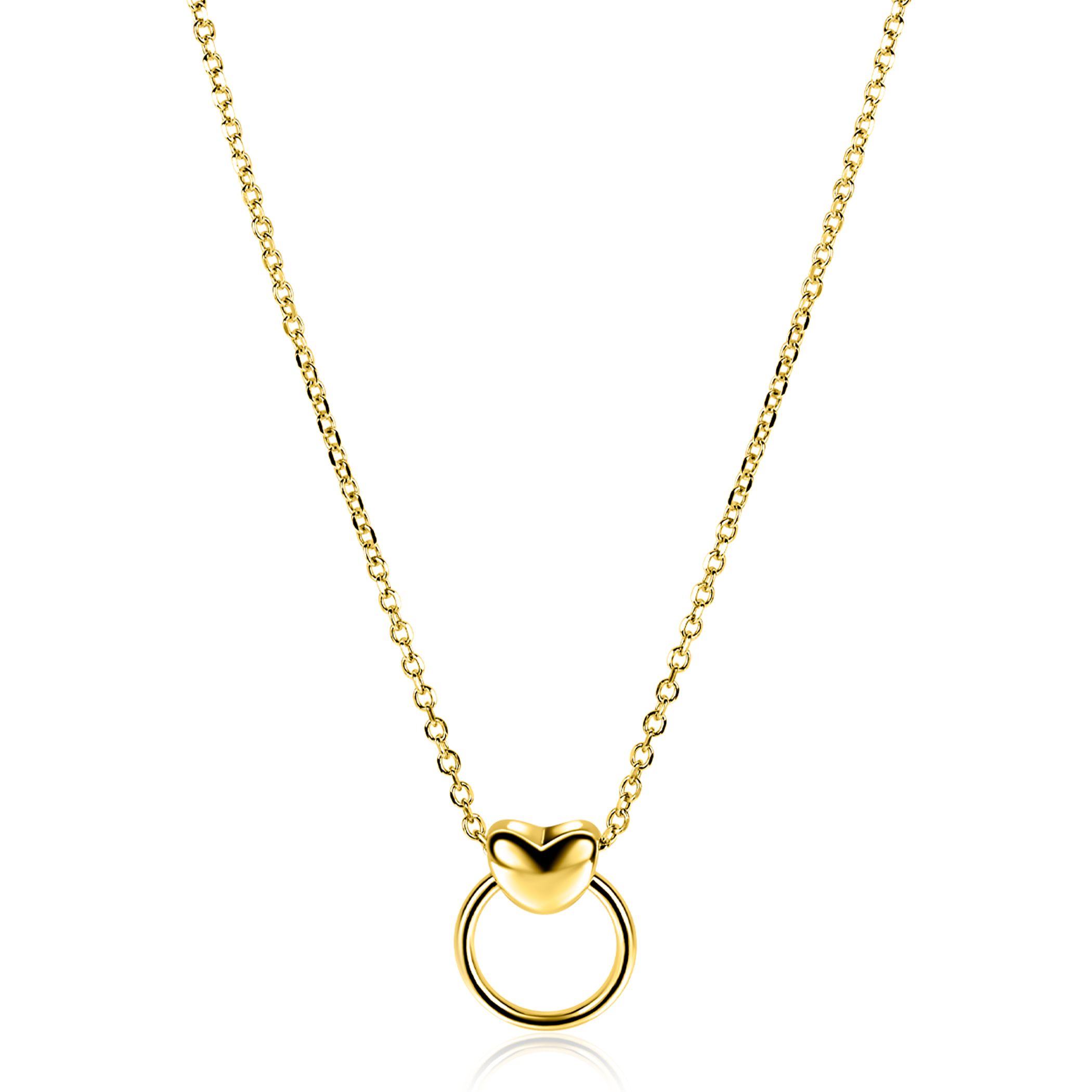 ZINZI zlv. collier gg.verg. hart en open ring 42/45cm