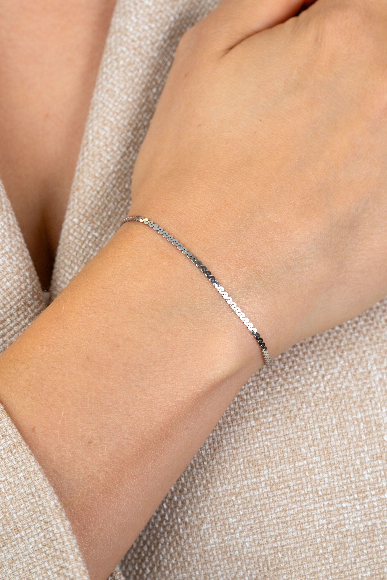 ZINZI zlv. armband platte S schakel smal