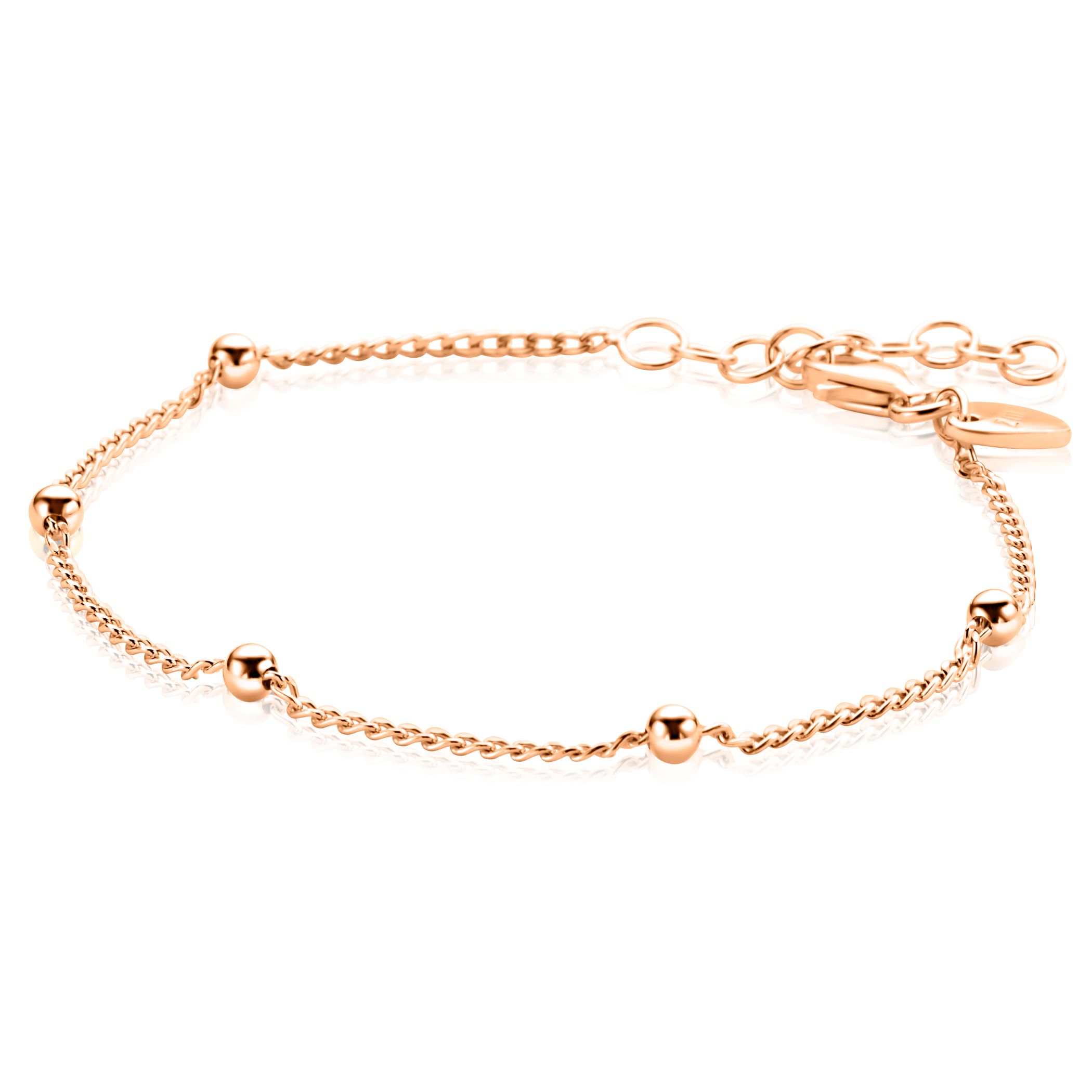 ZINZI zlv. armband rosé verg. gourmet en bolletjes