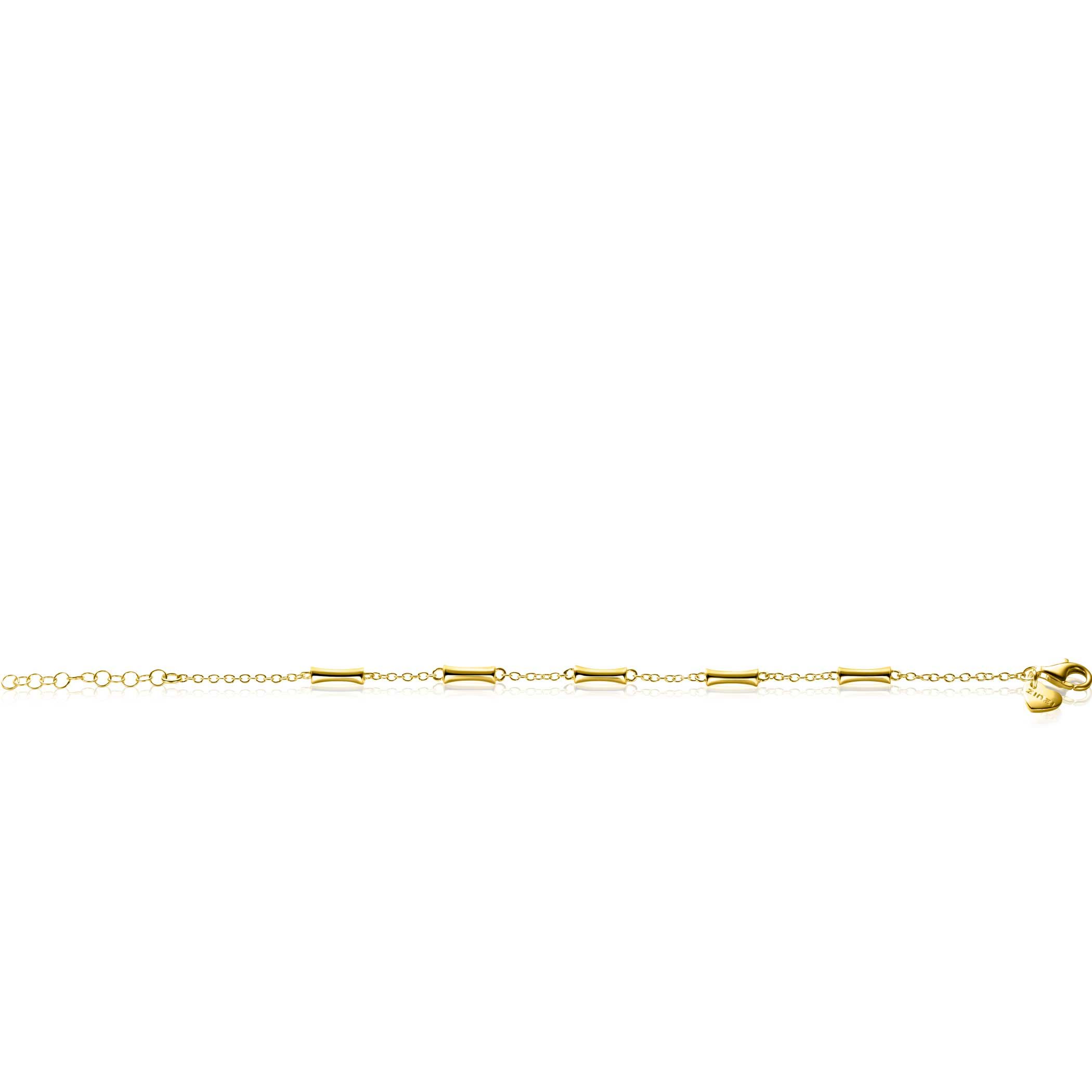 ZINZI gold plated silver link bracelet with five smooth bamboo shapes 17-20cm ZIA2577G
