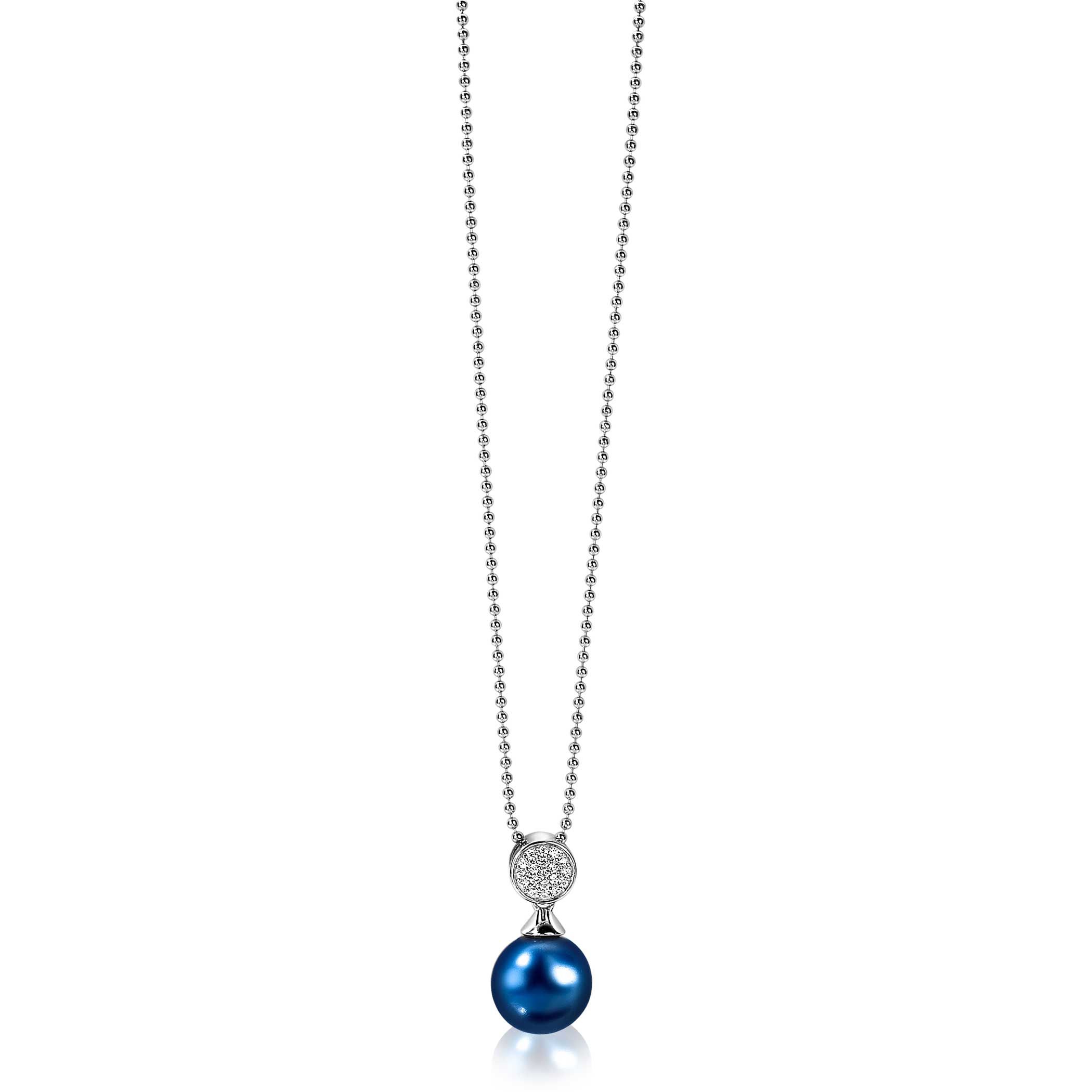 ZINZI Sterling Silver Pearl Pendant Blue Pearl White Zirconias 18mm ZIH1151B