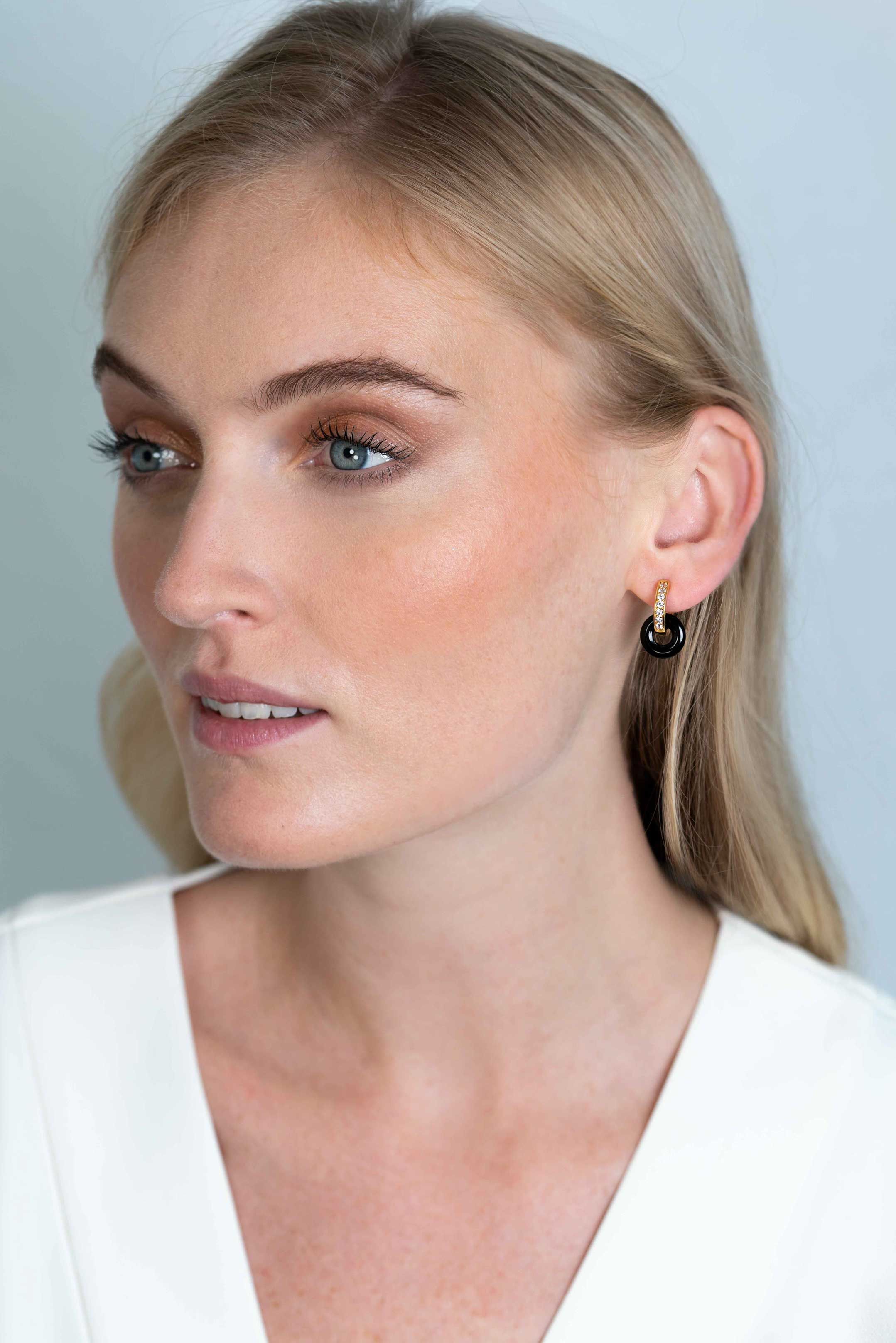 12mm ZINZI Earrings Pendants Round in Black Onyx ZICH2274Z (excl. hoop earrings)