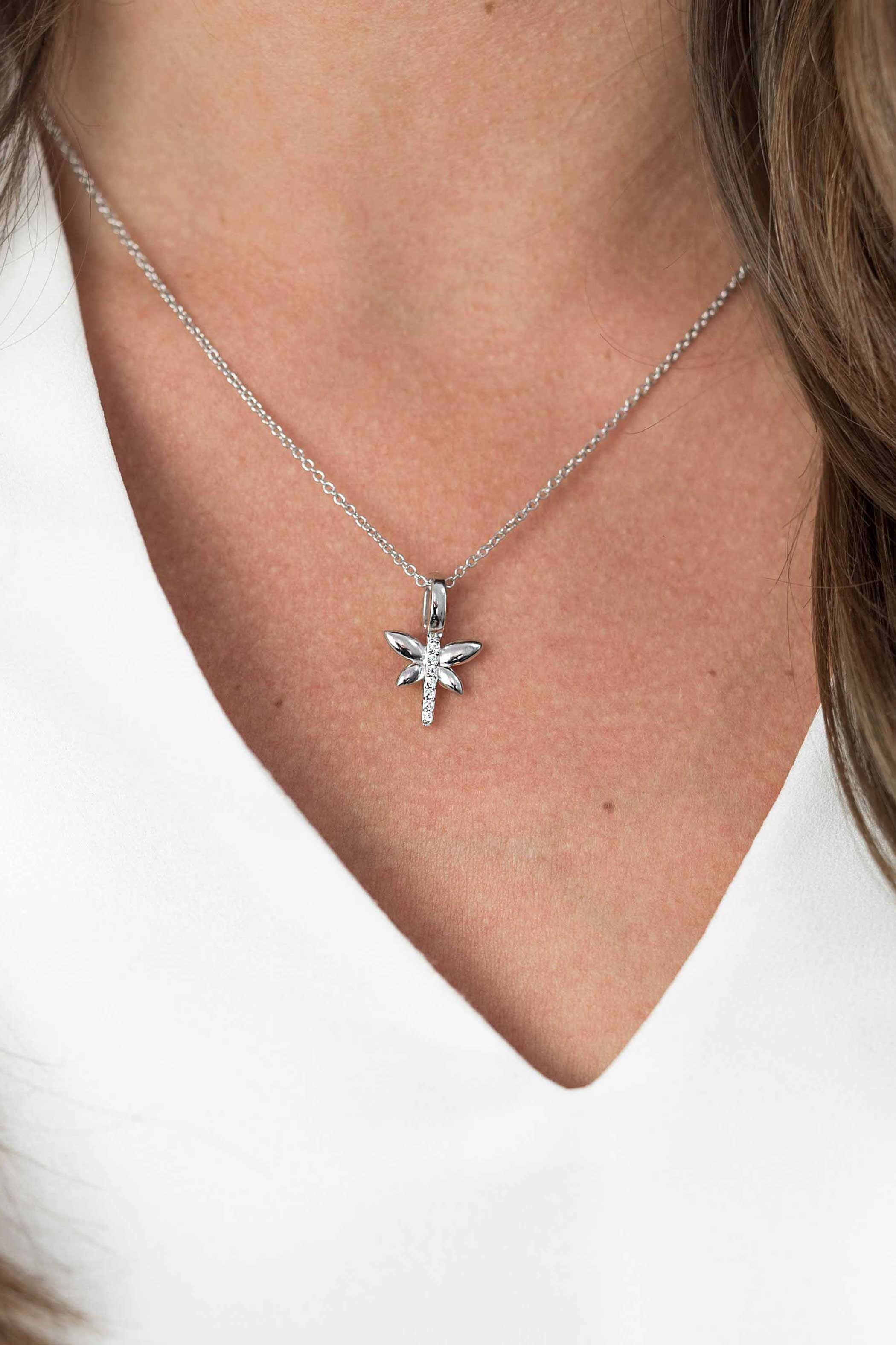 ZINZI Sterling Silver Pendant Dragonfly White ZIH1887