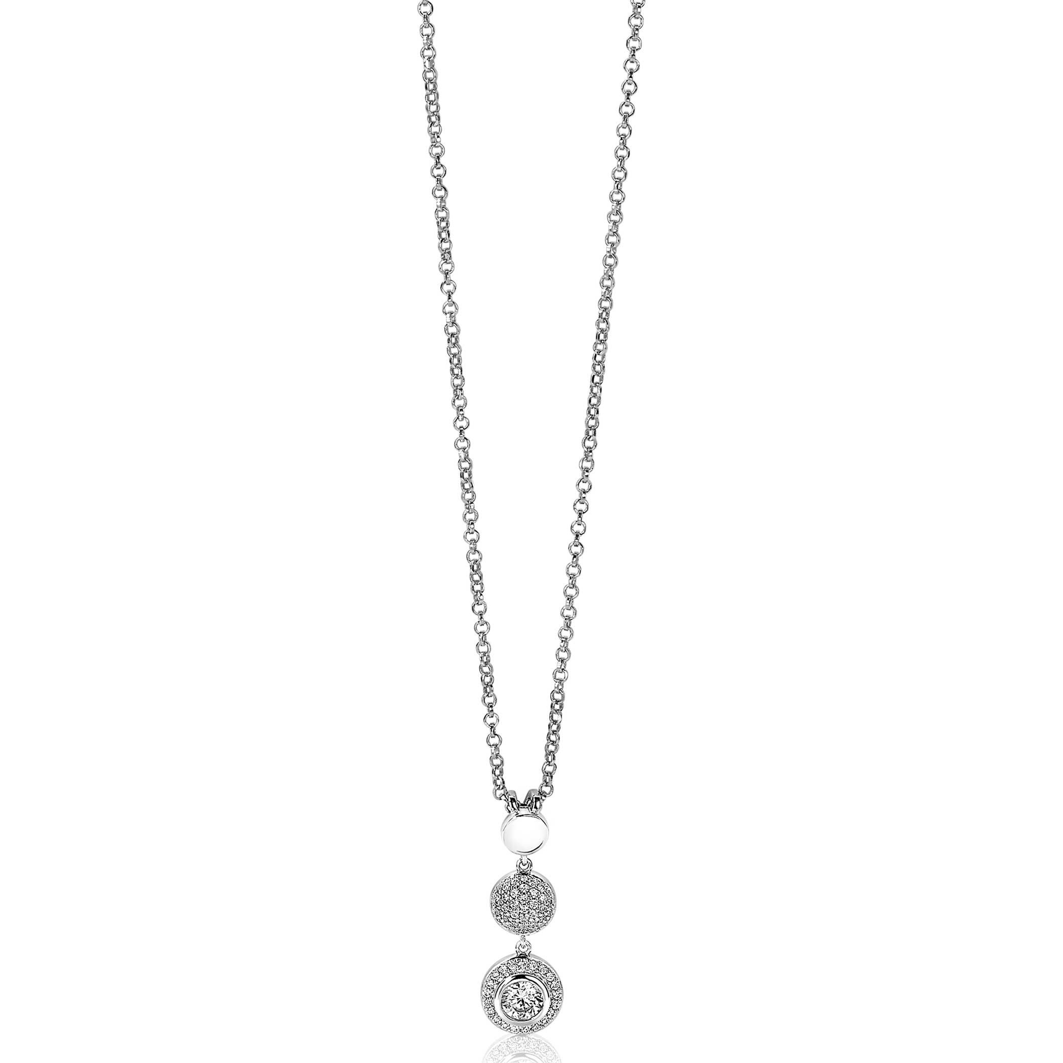 26mm ZINZI Sterling Silver Pendant Round White Zirconias ZIH1973