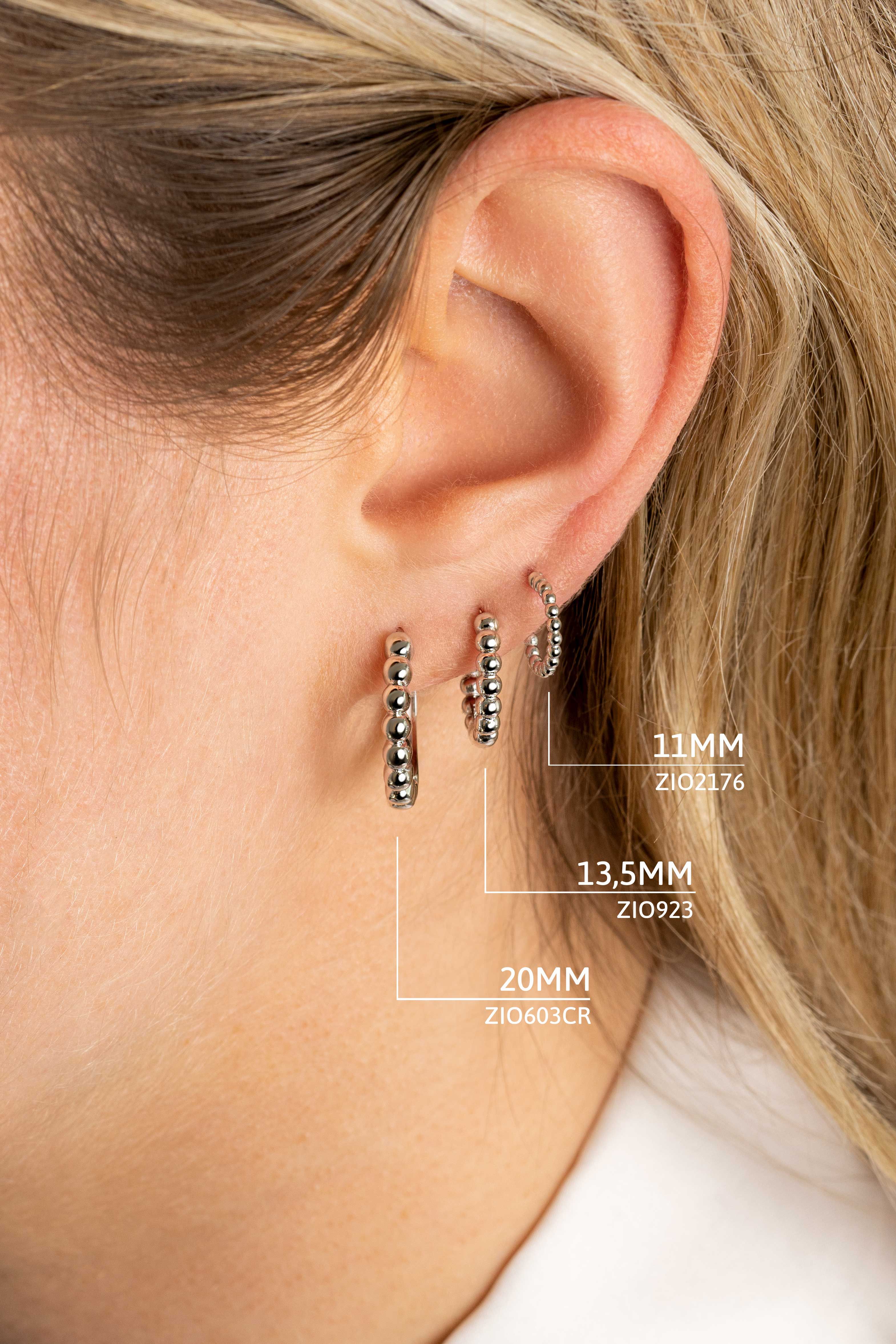 13,5mm ZINZI Sterling Silver Hoop Earrings Beads 13,5x2,5mm ZIO923