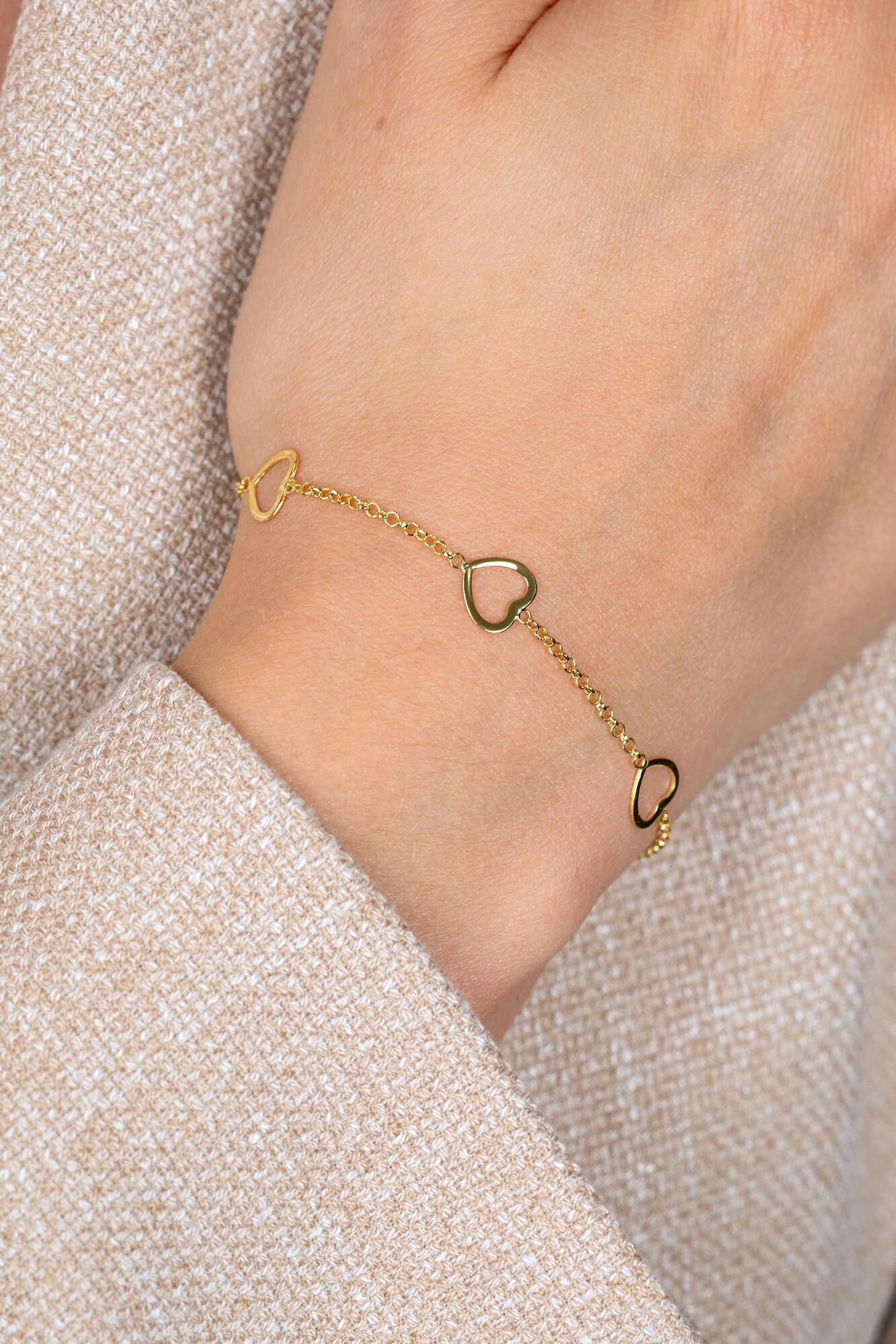 ZINZI Gold Plated Sterling Silver Bracelet Heart 17-20cm ZIA1188G