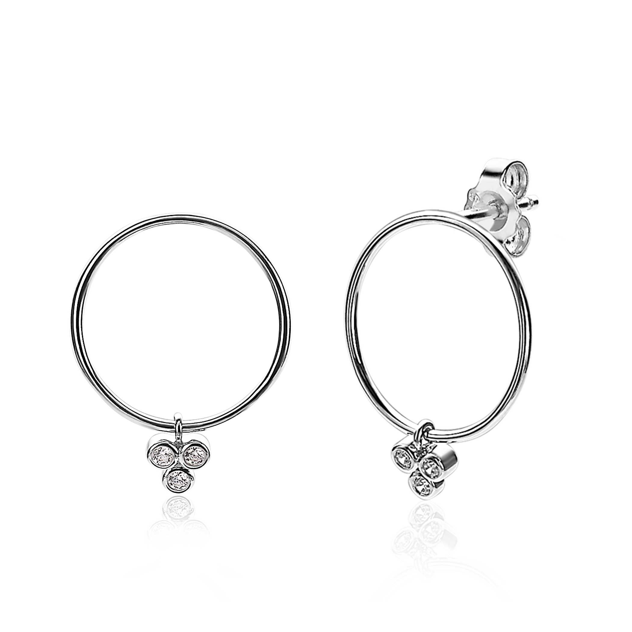 20mm ZINZI Sterling Silver Earrings Round White ZIO1829CR