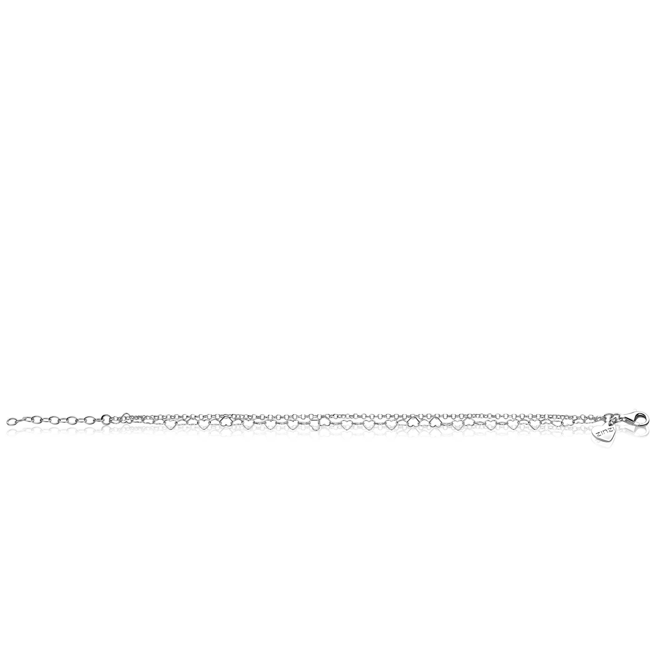 ZINZI zlv. multi-look armband 2 rijen hartjes en jass.