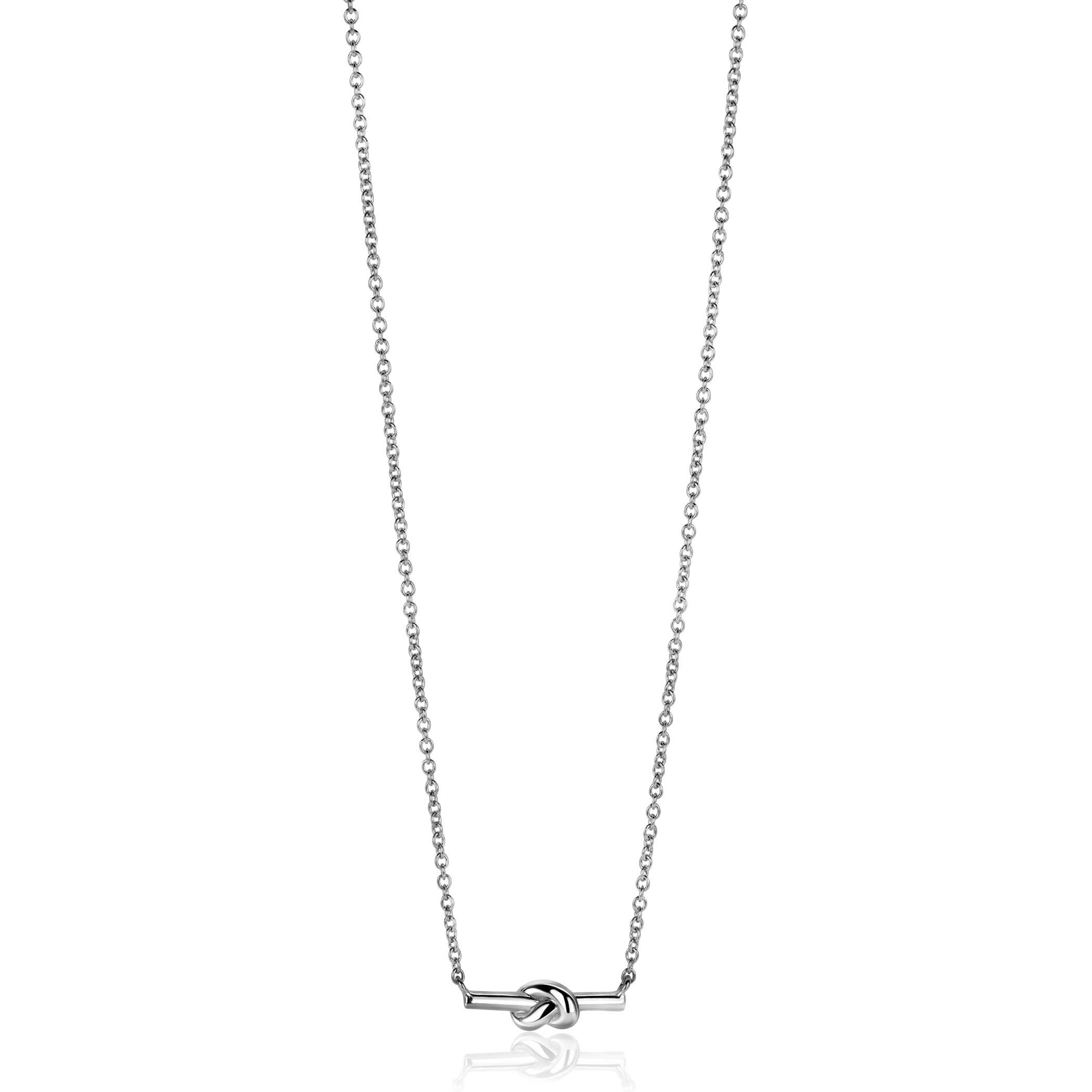 ZINZI silver chain necklace with bar and trendy knot 45-48cm ZIC2613