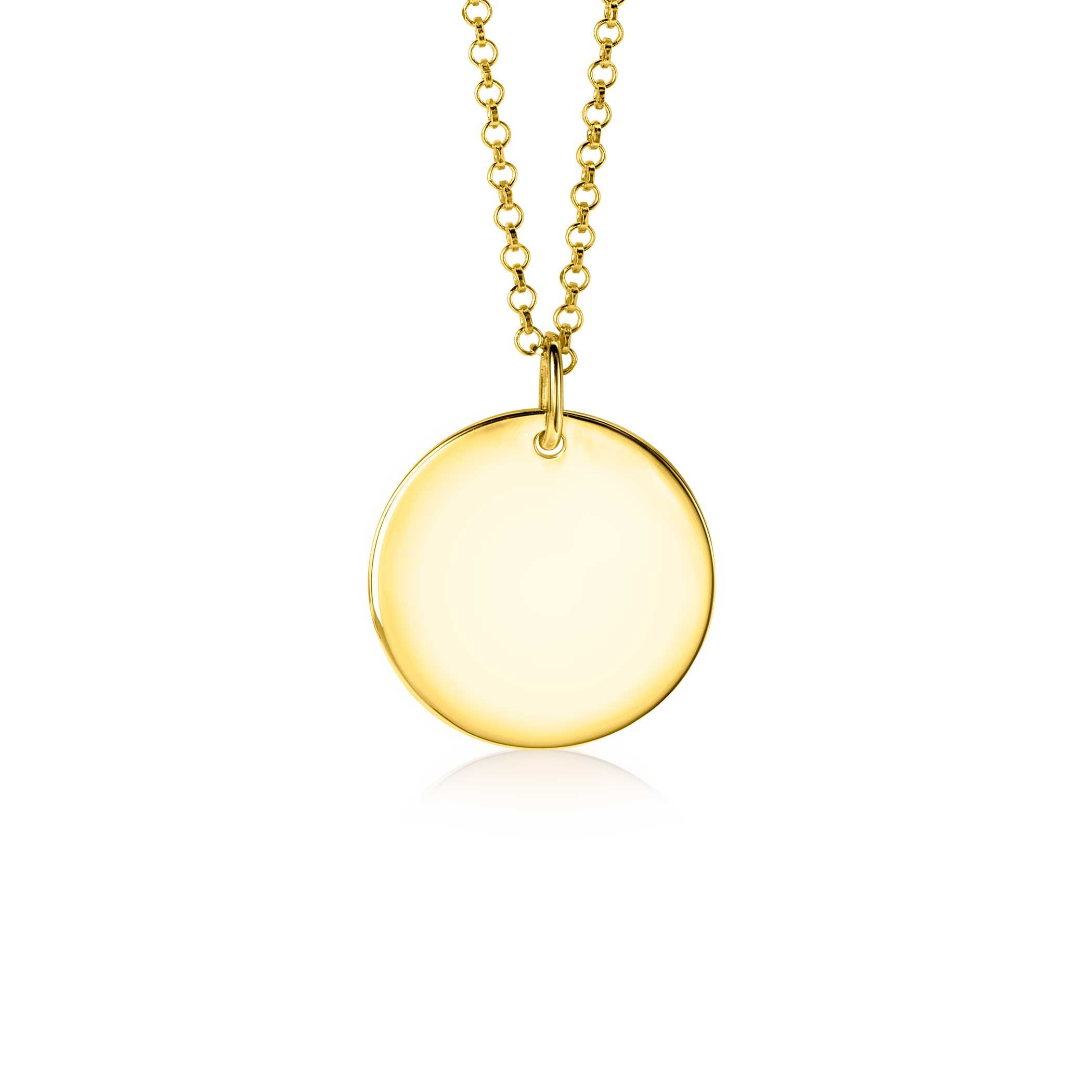 20mm ZINZI Gold Plated Sterling Silver Pendant Shiny Coin to Engrave ZIH2345G20 (excl. necklace)