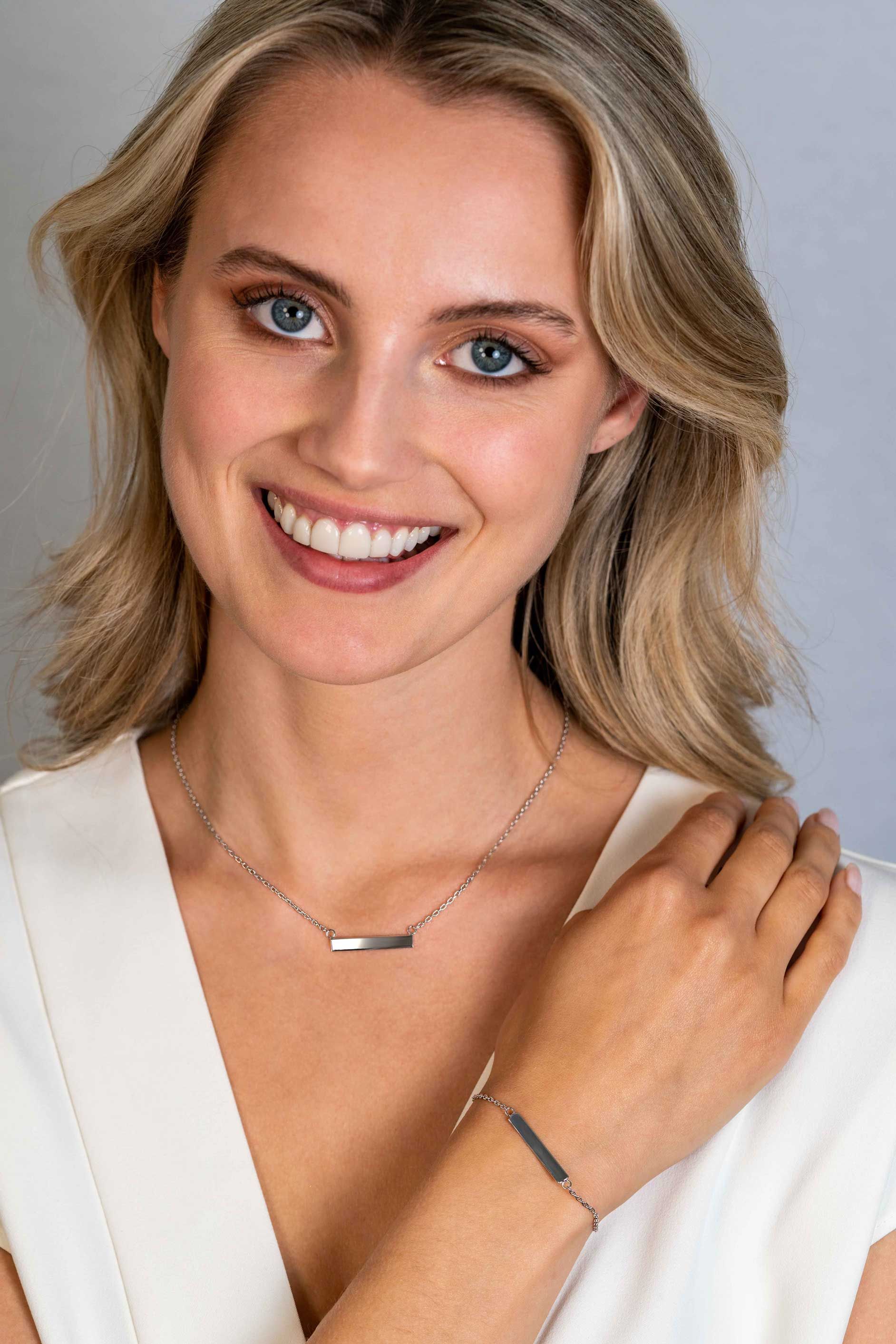 Zinzi Sterling Silver Necklace 45cm with Shiny Plate to Engrave ZIC2344