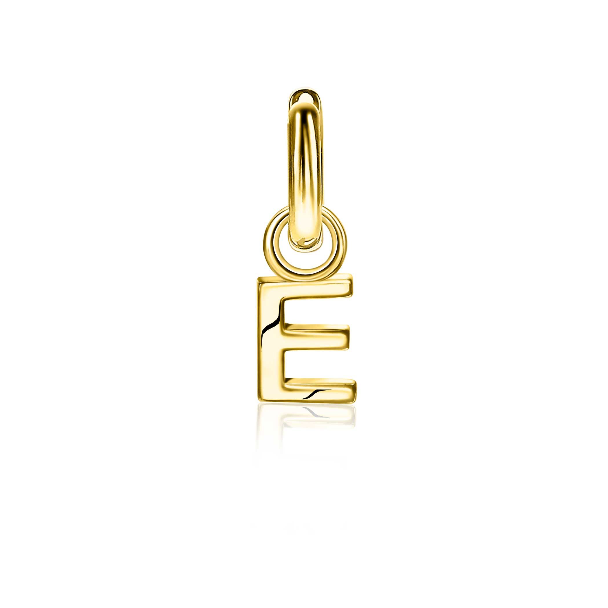 ZINZI Gold Plated Letter Earrings Pendant E price per piece ZICH2145E (excl. hoop earrings)