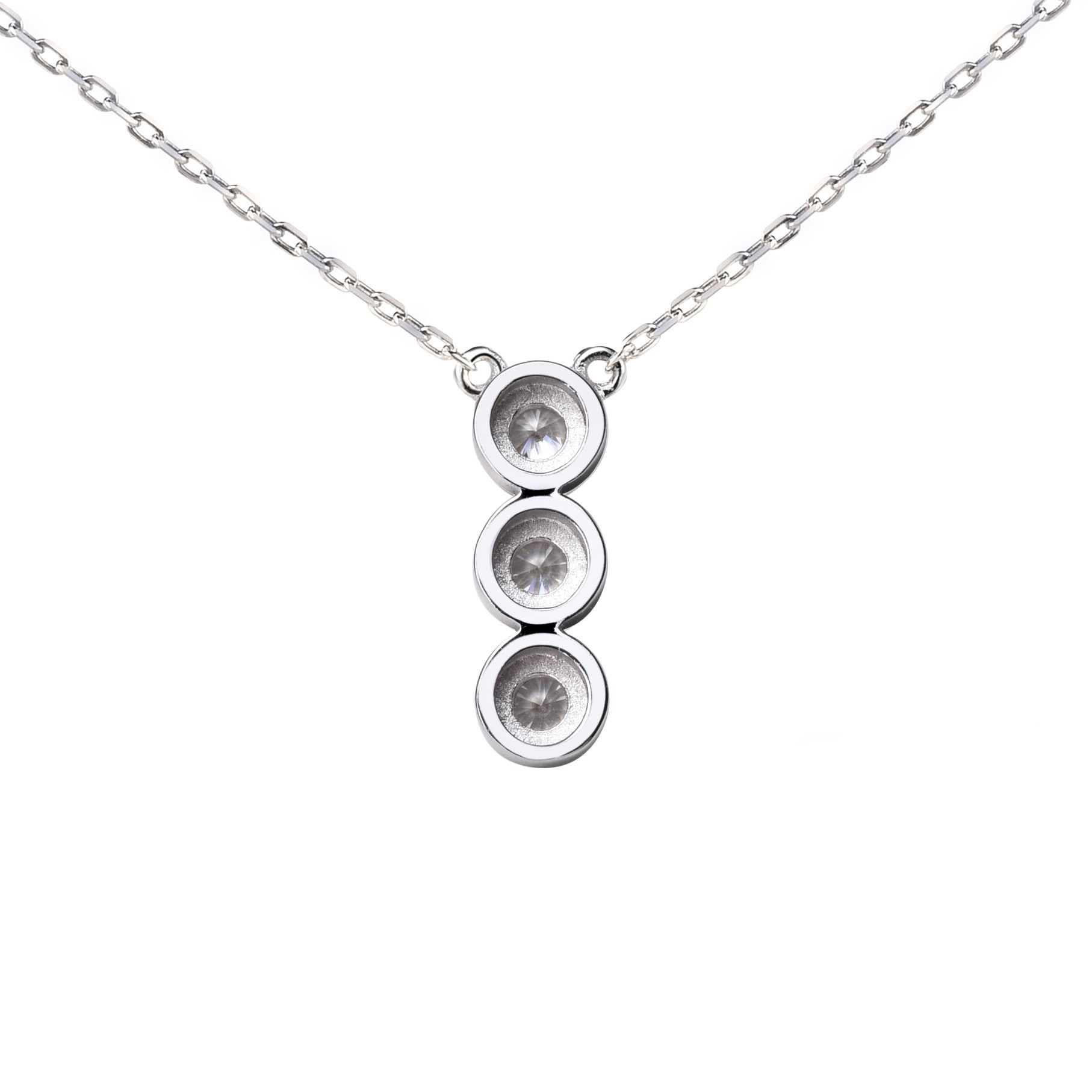 ZINZI Sterling Silver Necklace Pendant Round with White Zirconias 45cm ZIC1443