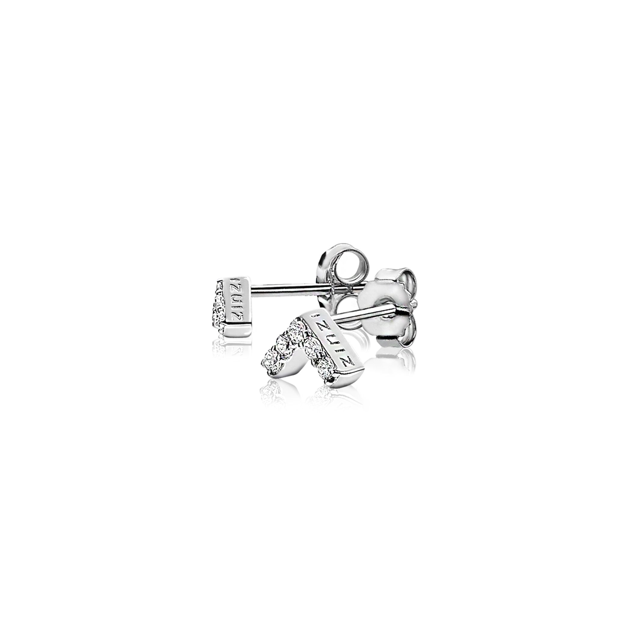 7mm ZINZI Sterling Silver Stud Earrings V-Shape White ZIO1380Z