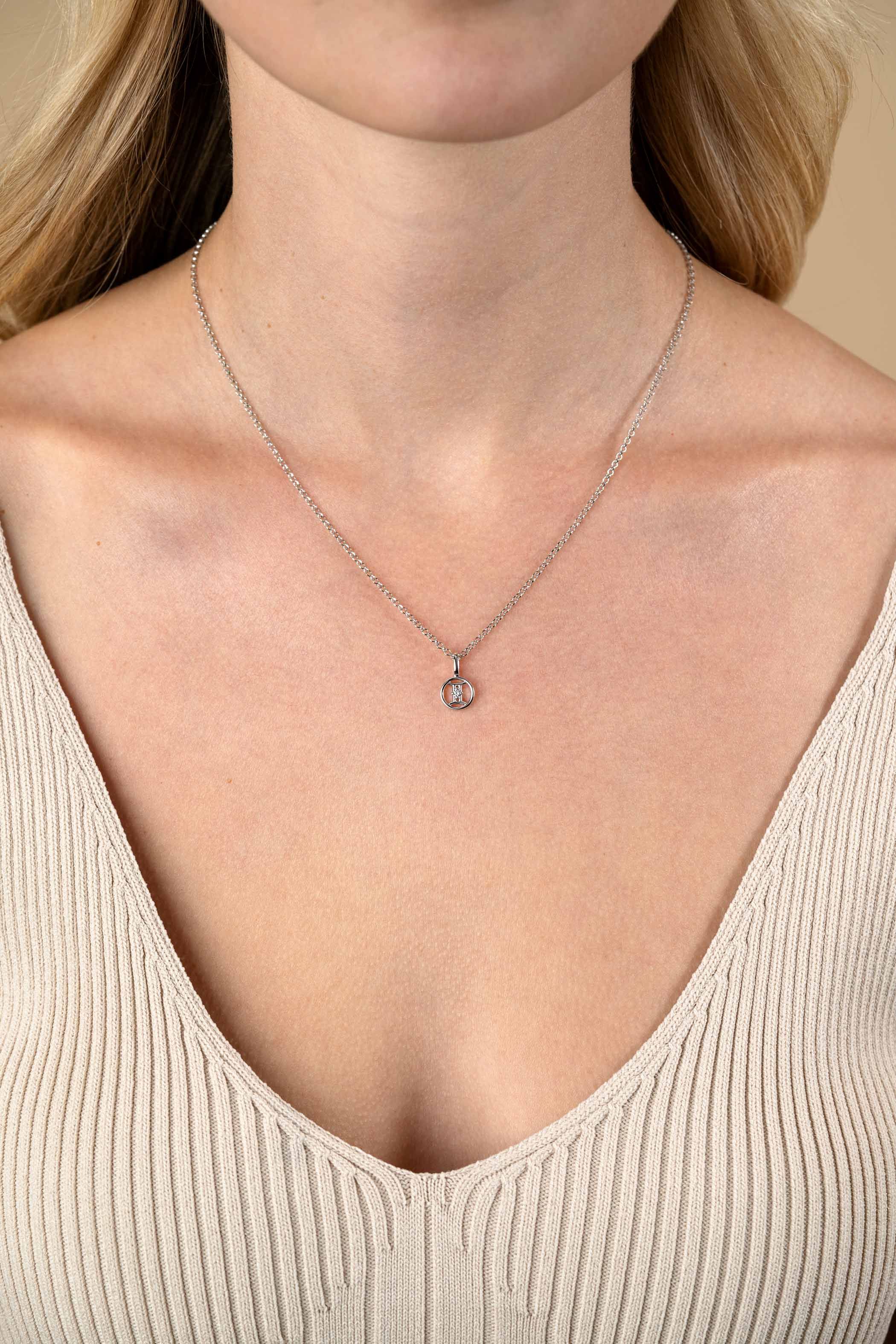 9mm ZINZI silver Gemini zodiac sign pendant set with white zirconias ZIH-TWE (without necklace)