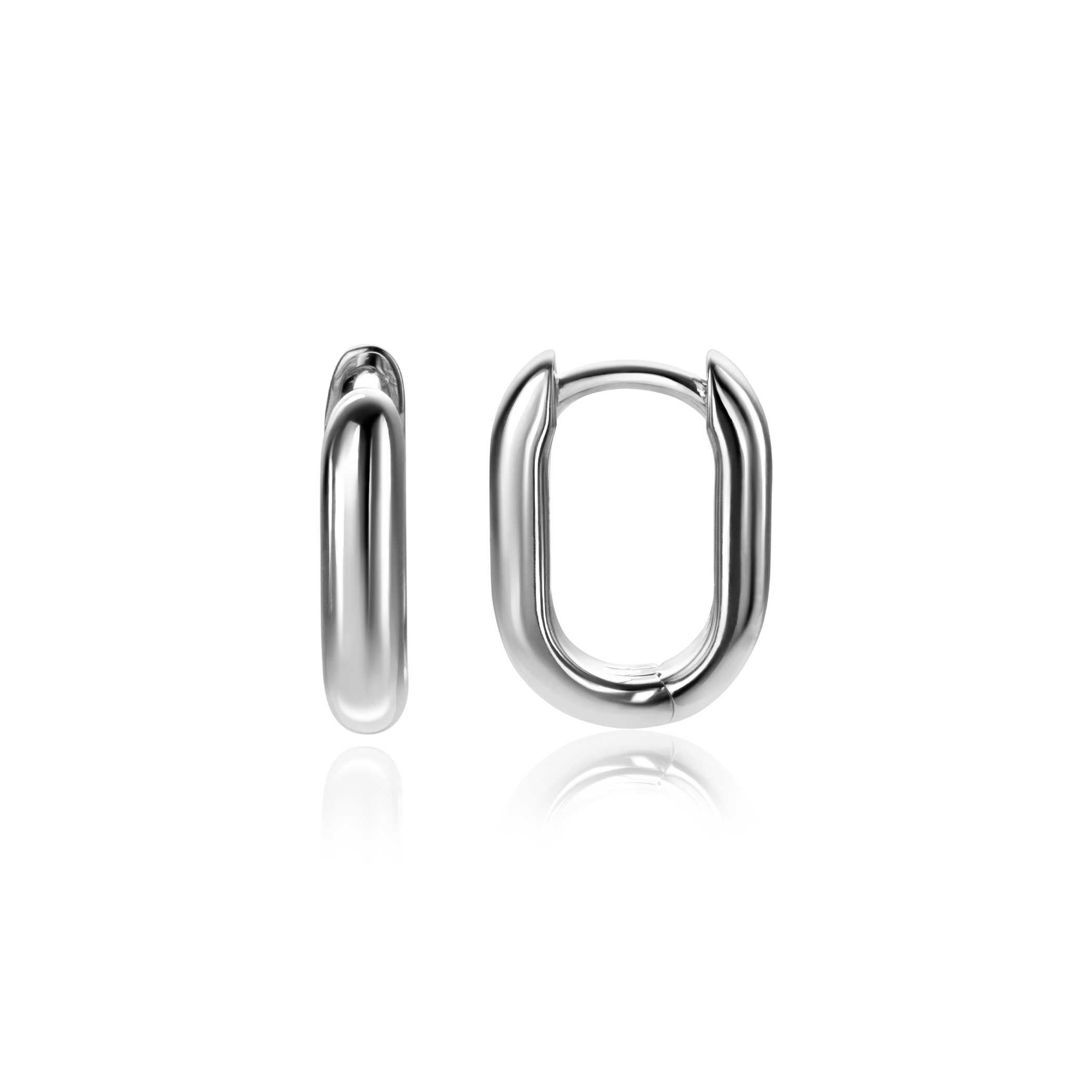 14.5mm ZINZI silver hoops in oval shape with round tube 3mm wide ZIO2603