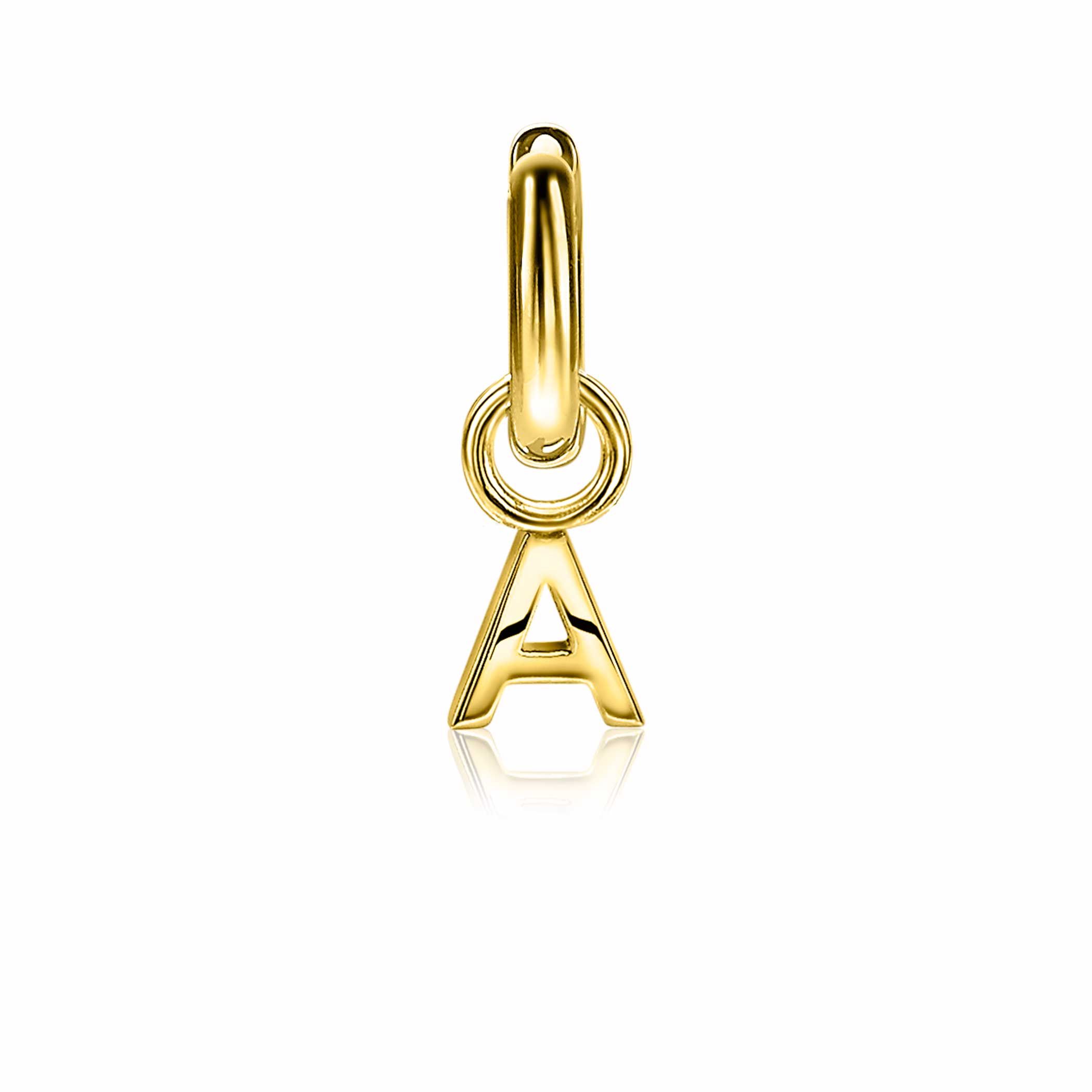 ZINZI Gold Plated Letter Earrings Pendant A price per piece ZICH2145A (excl. hoop earrings)