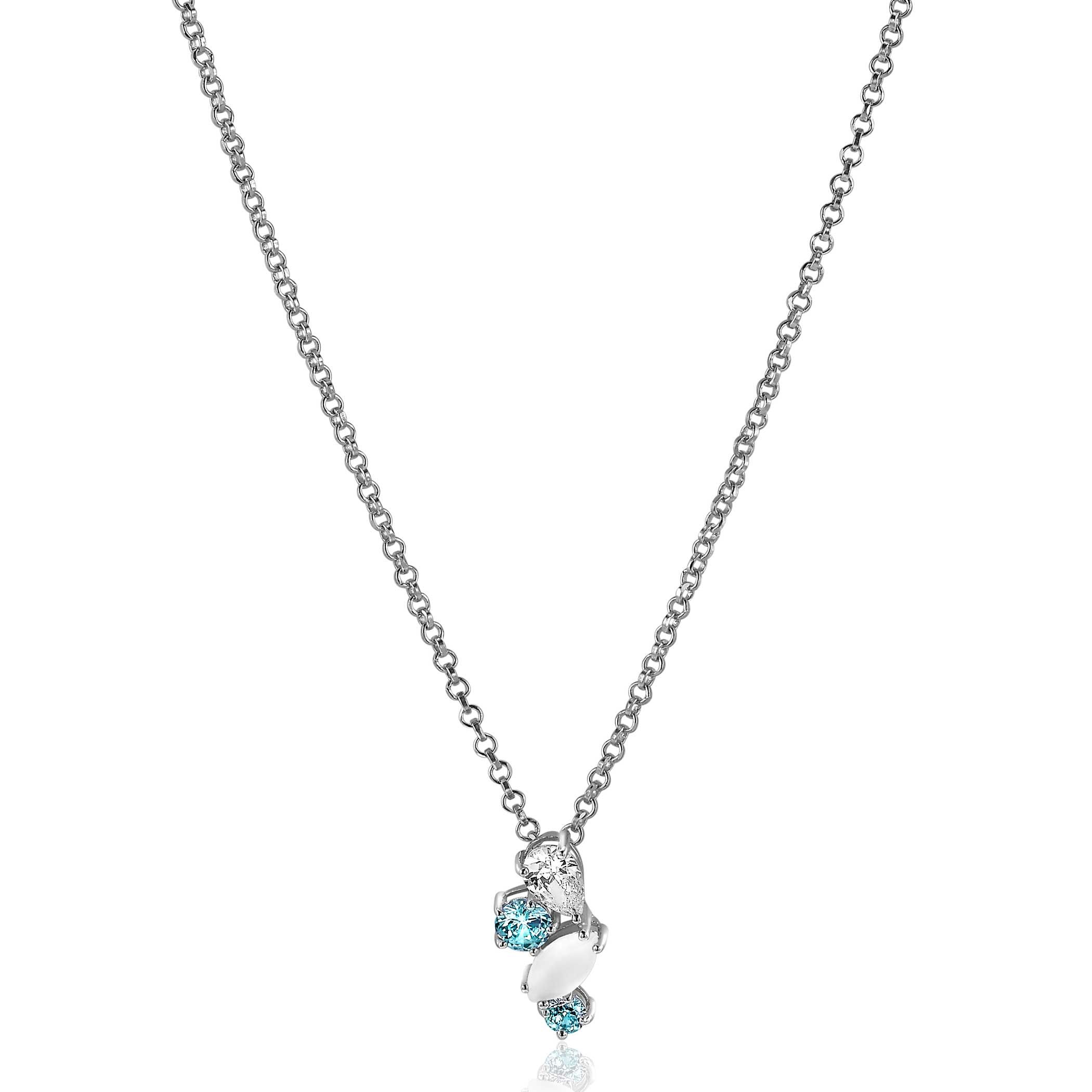 15mm ZINZI Sterling Silver Pendant Light Blue and White Zirconias ZIH2189 (excl. necklace)