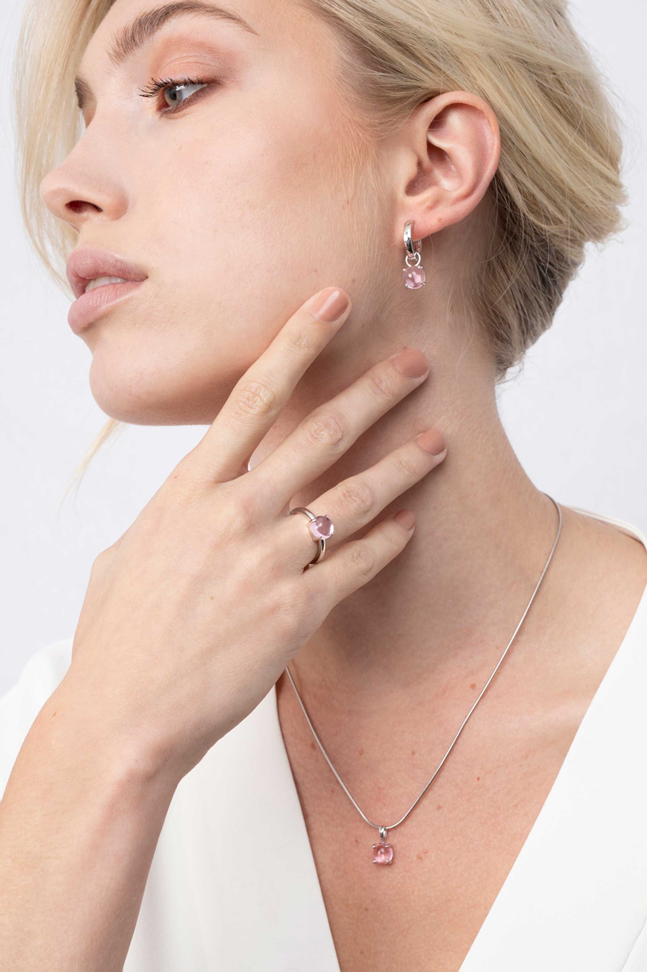 ZINZI Sterling Silver Ring White Pink Stone ZIR2089R