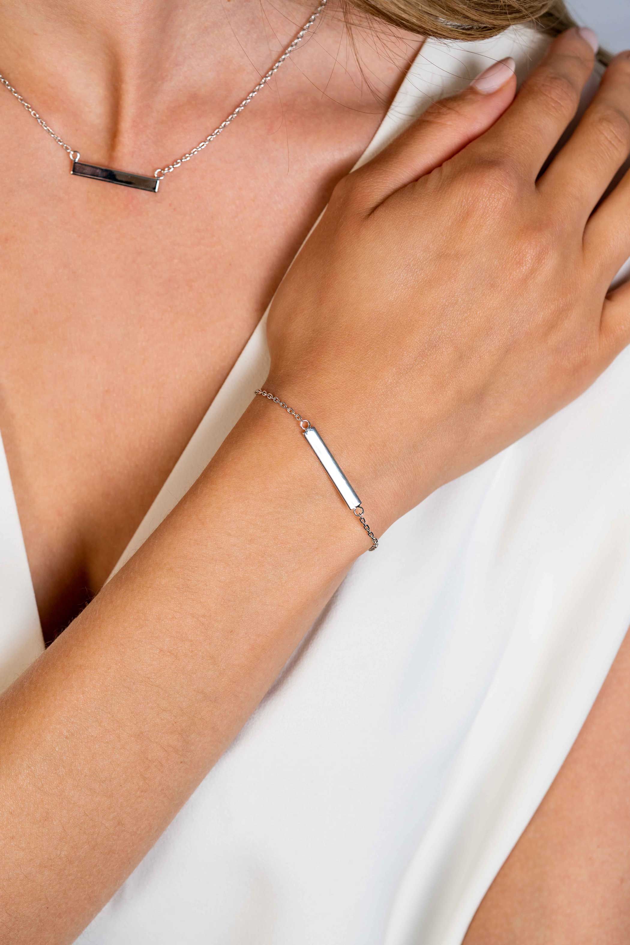 ZINZI Sterling Silver Bracelet with Shiny Plate for Engraving 17-20cm ZIA2344