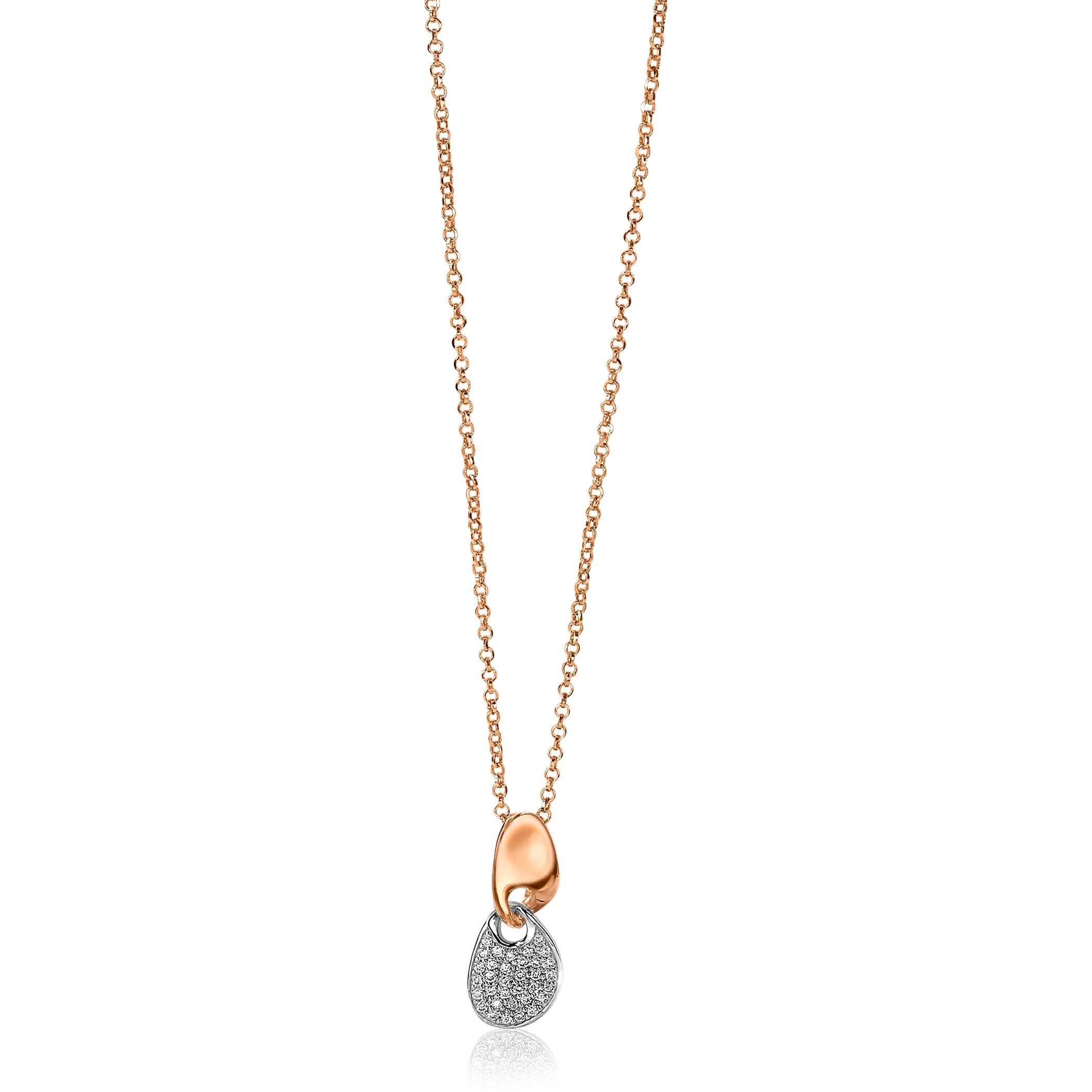 ZINZI Rose Gold Plated Sterling Silver Fantasy Pendant White Zirconias ZIH1955