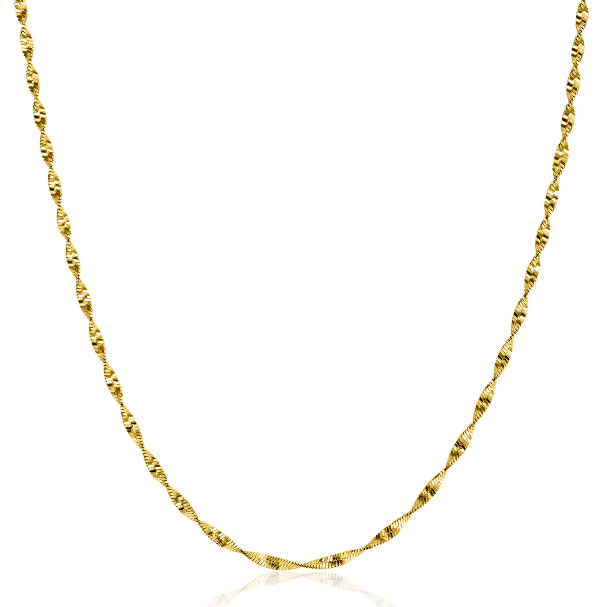 ZINZI gold plated silver necklace with sparkling twisted links 1.9mm wide 43-45cm ZIC2585G
