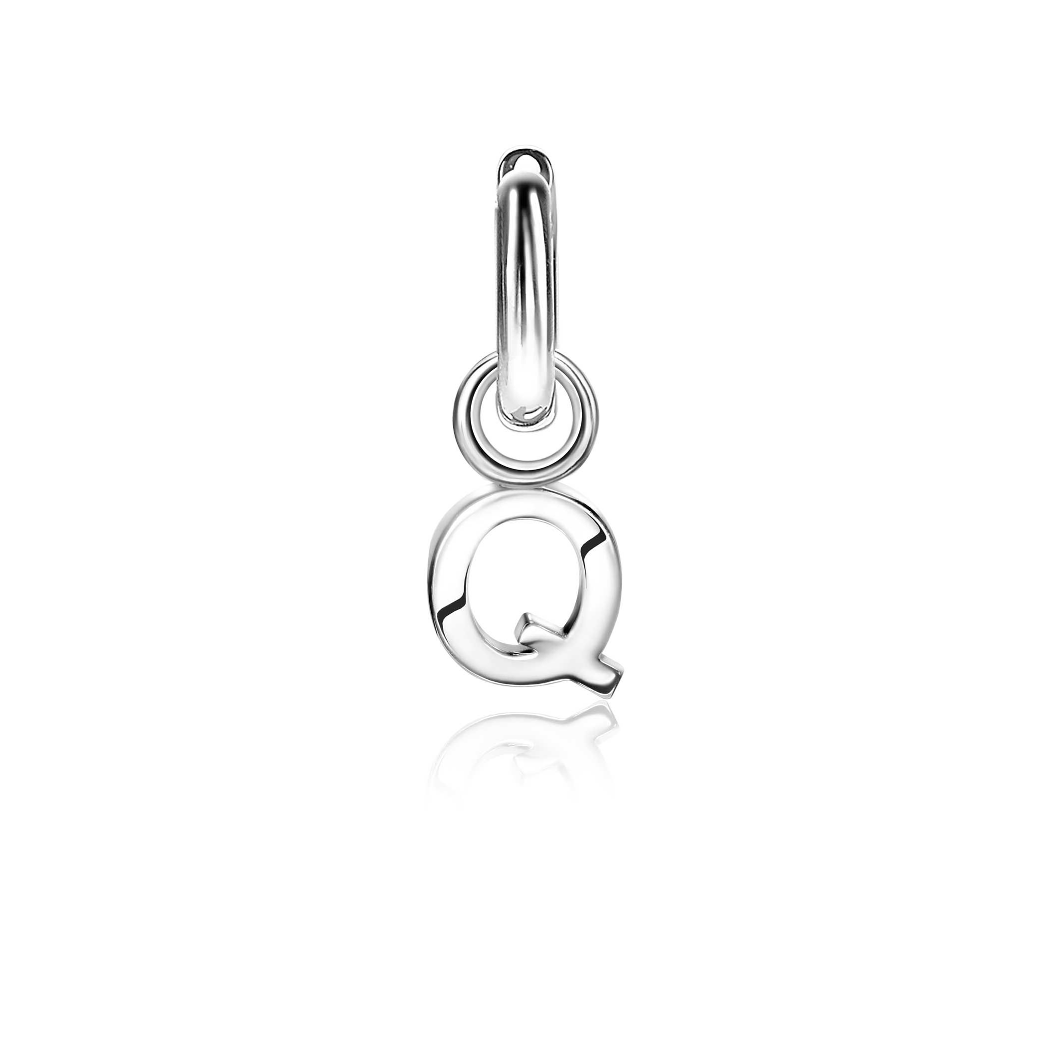 ZINZI Sterling Silver Letter Earrings Pendant Q price per piece ZICH2144Q (excl. hoop earrings)