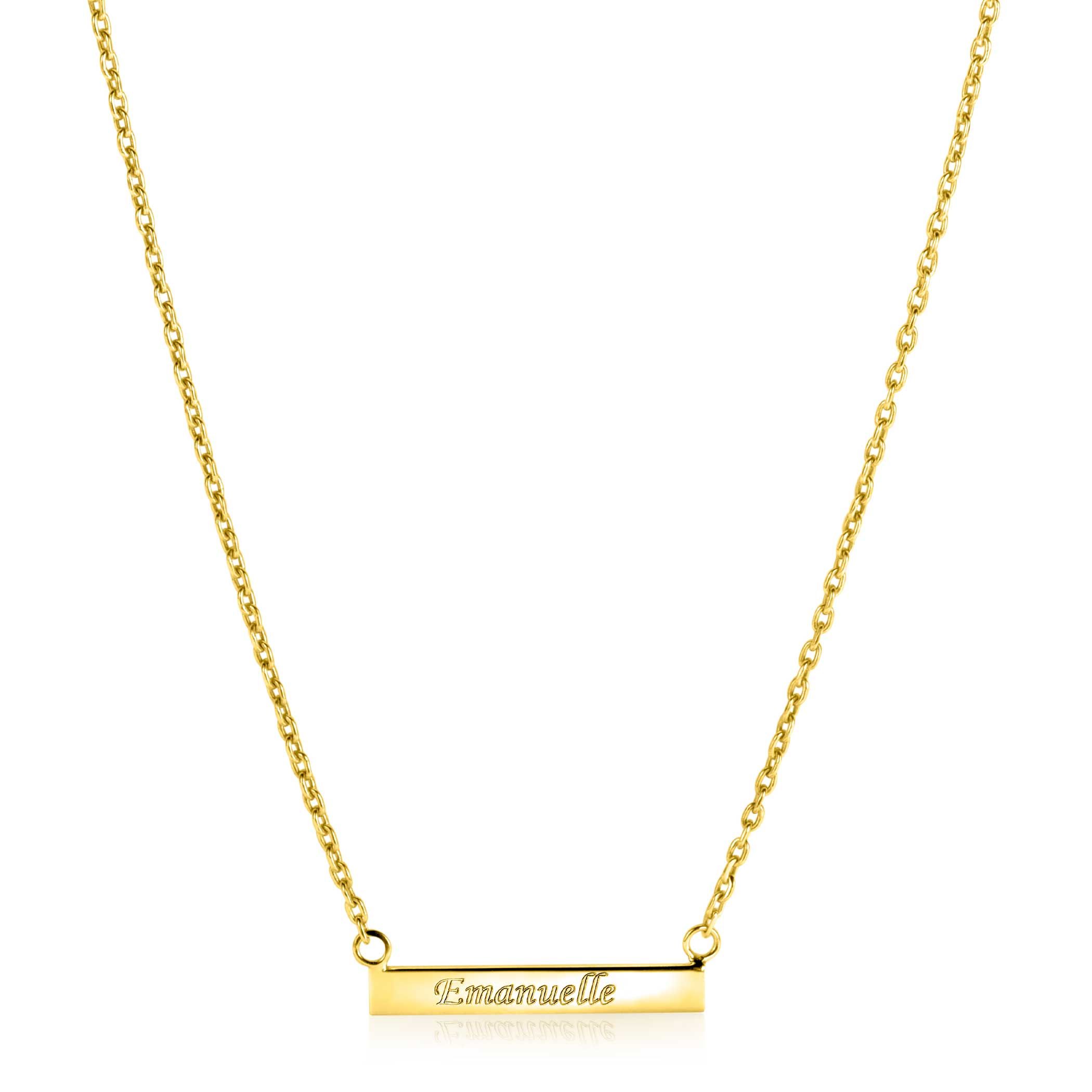 ZINZI Gold Plated Sterling Silver Necklace 45cm with Shiny Plate to Engrave ZIC2344G