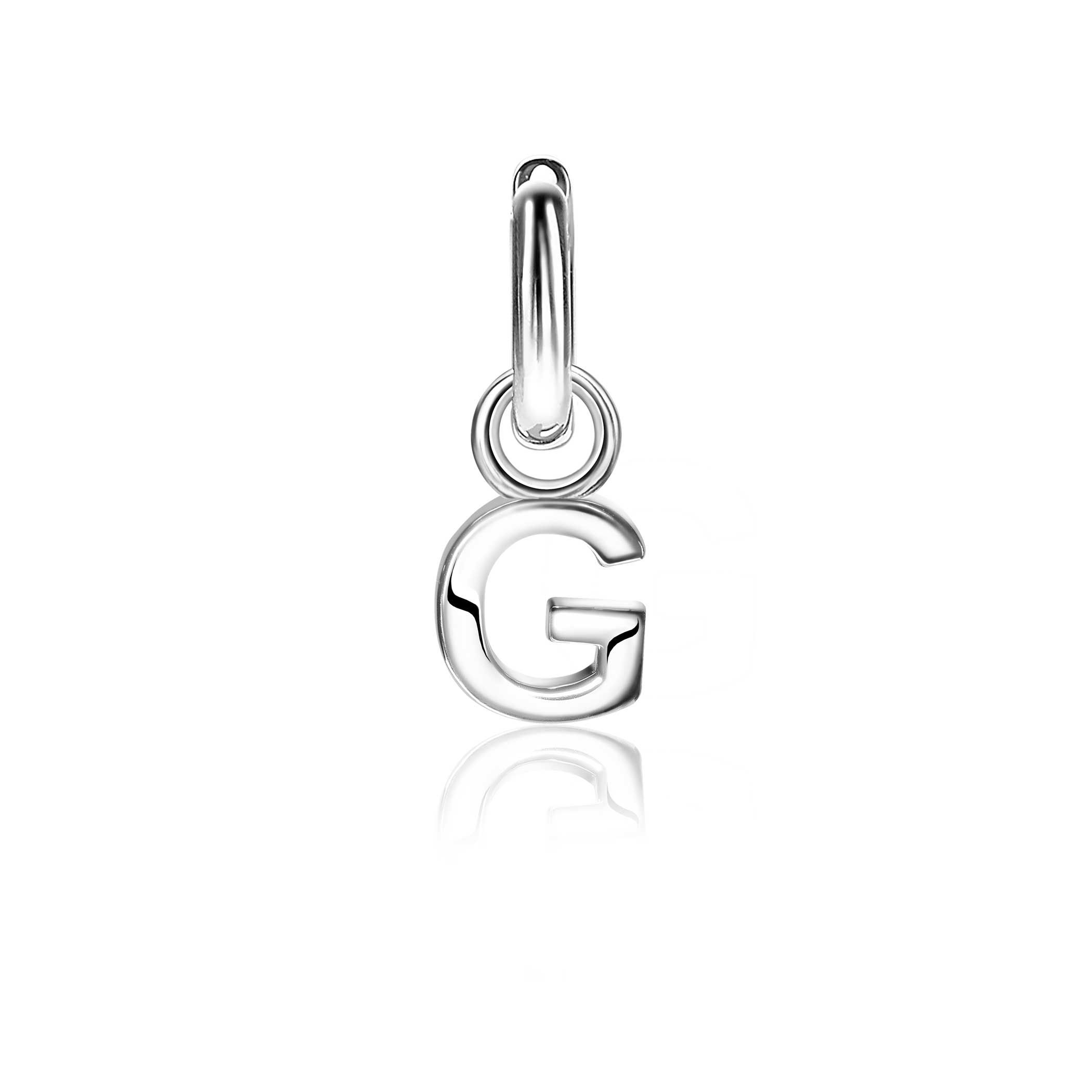 ZINZI Sterling Silver Letter Earrings Pendant G price per piece ZICH2144G (excl. hoop earrings)