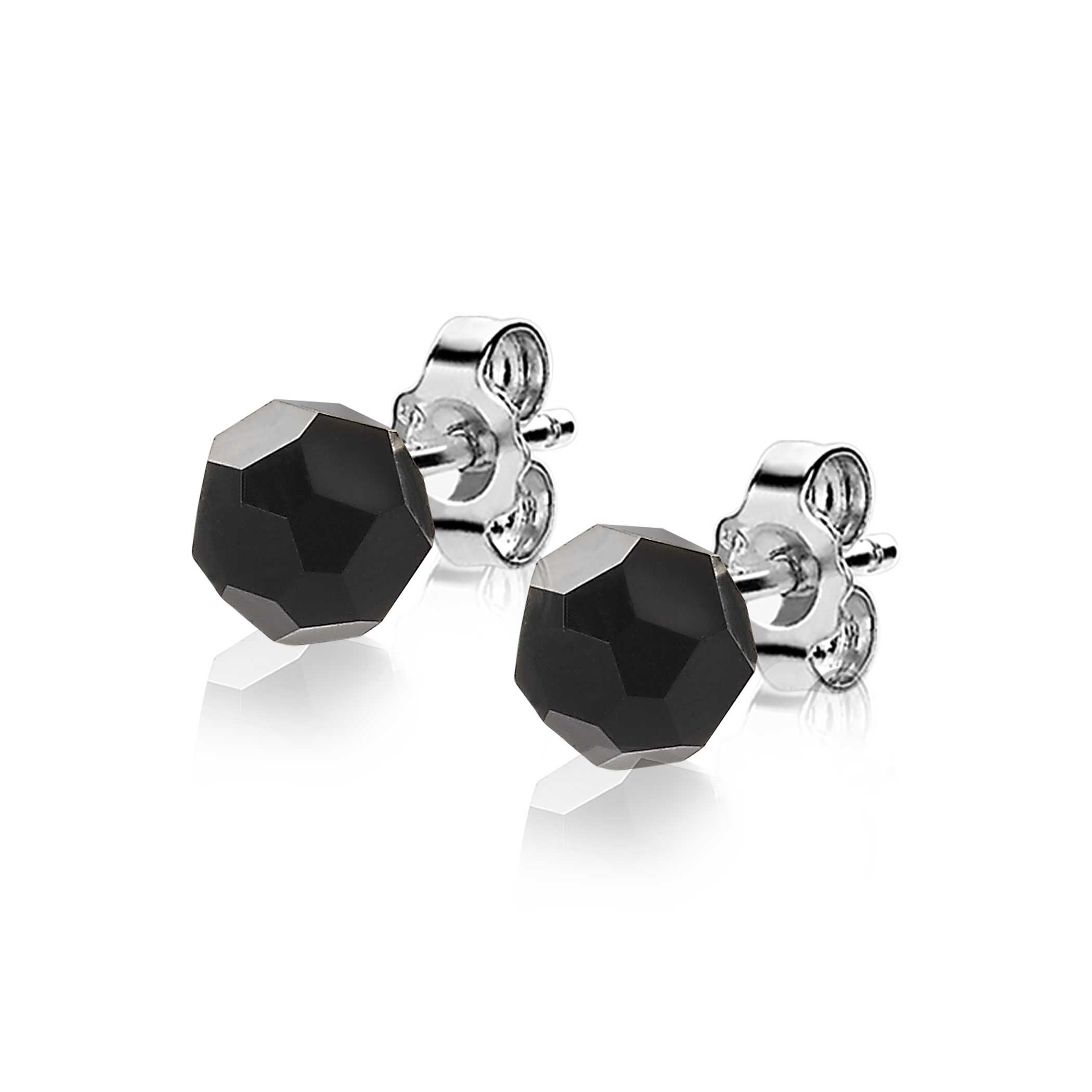 6mm ZINZI Sterling Silver Stud Earrings with Black Beads ZIO1317Z