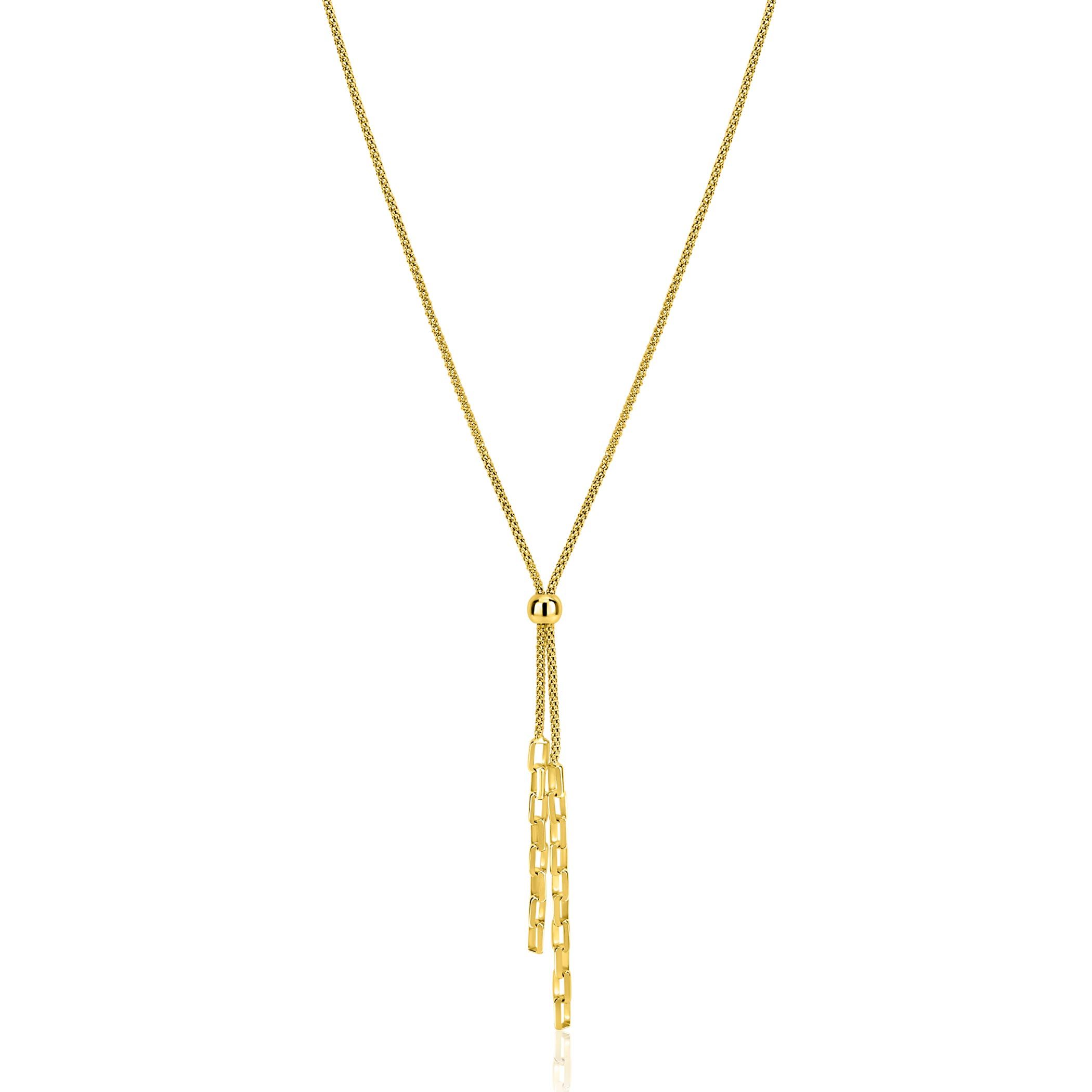 ZINZI zlv. Y-collier gg.verg.popcorn en schakels