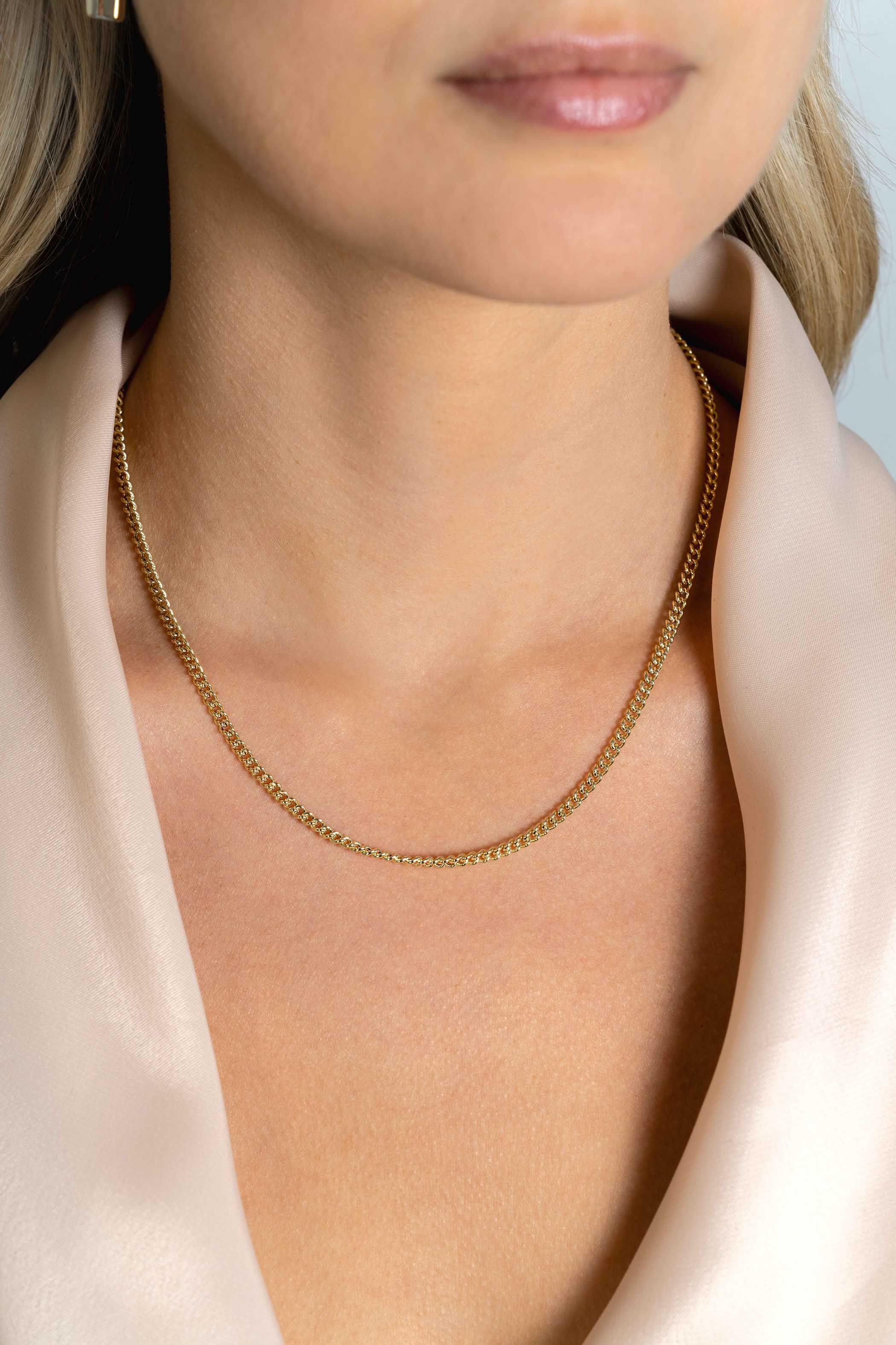 ZINZI Gold Plated Sterling Silver Curb Chain Necklace with Trendy Lock as Clasp 3.8mm width 43cm ZIC2411G