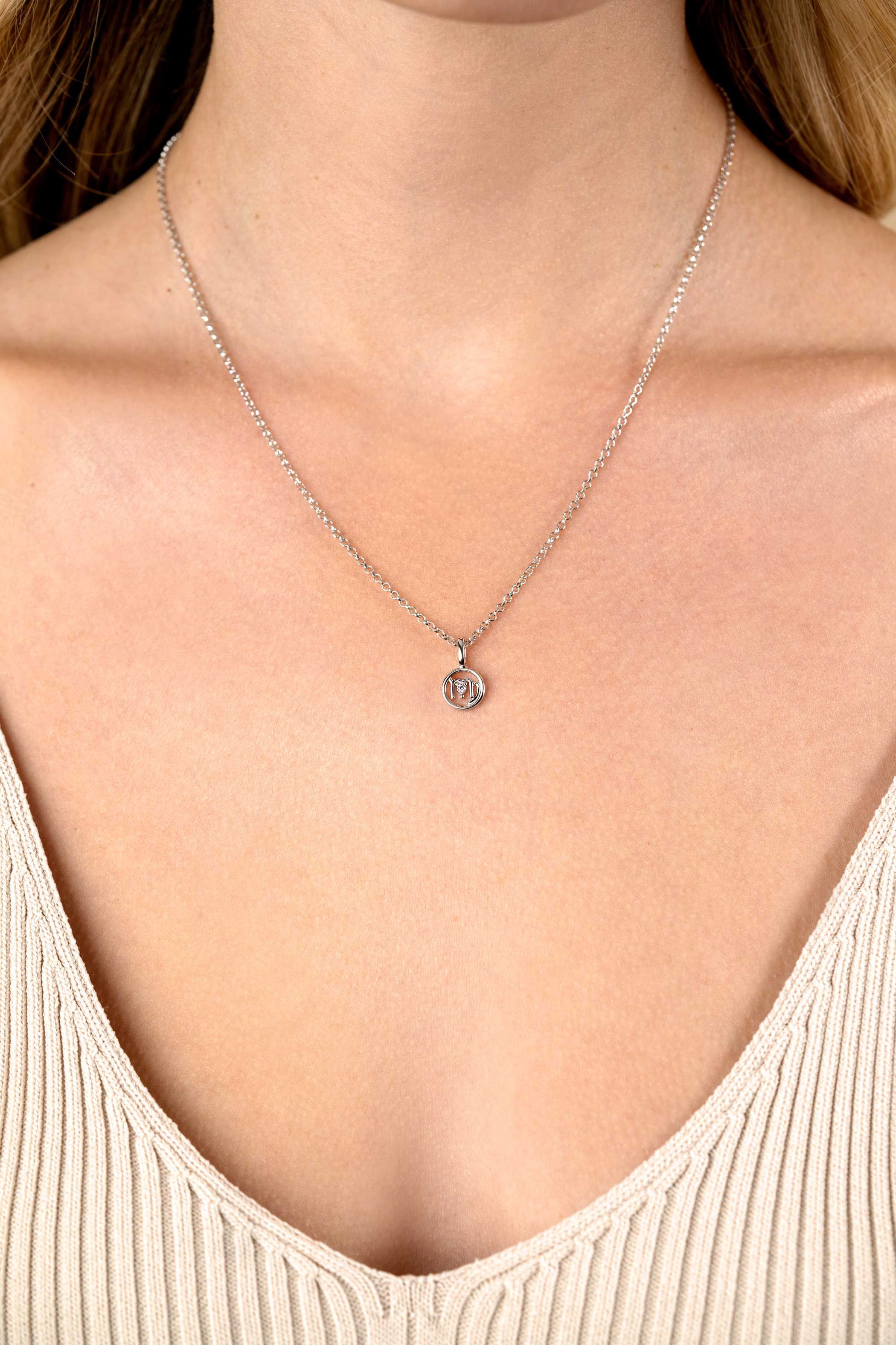 9mm ZINZI silver Virgo zodiac sign pendant set with white zirconias ZIH-MAA (without necklace)