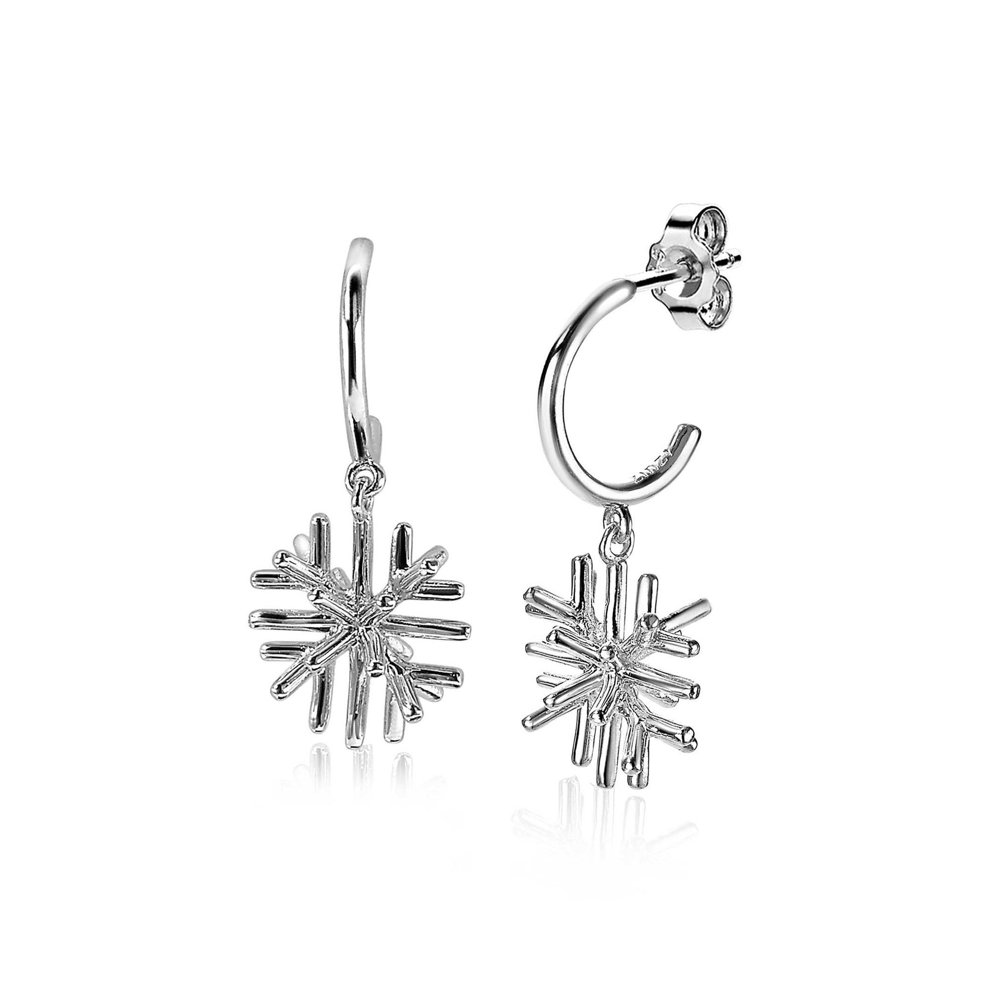 23mm ZINZI Sterling Silver Earrings Snow Crystal Charm ZIO1977
