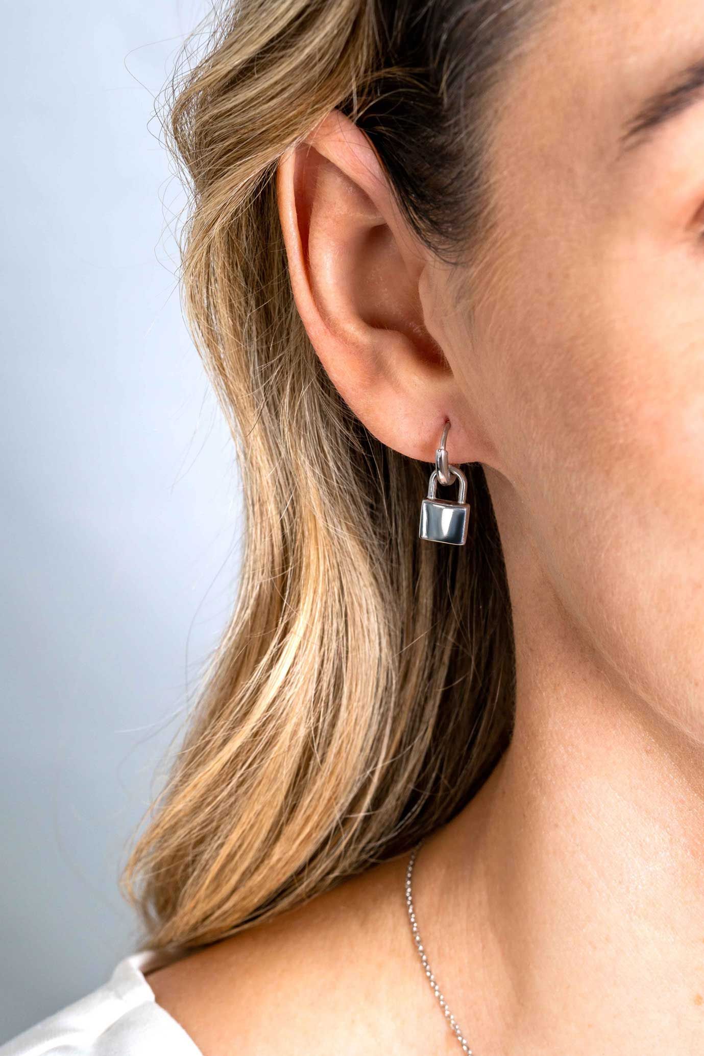 13mm ZINZI Sterling Silver Earrings Pendants Trendy Lock ZICH2353 (excl. hoop earrings)