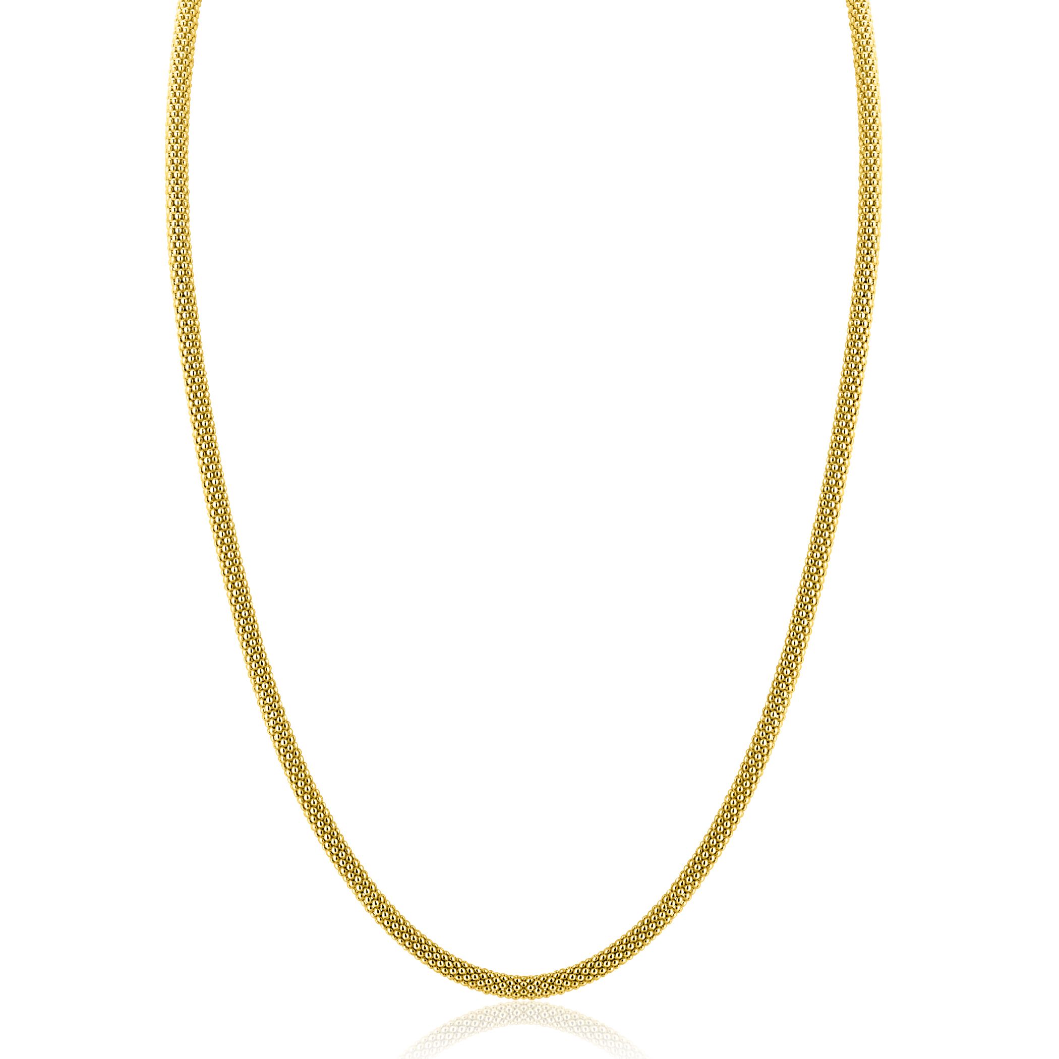 ZINZI zlv. collier gg.verg.fijne popcorn 3mm 42cm