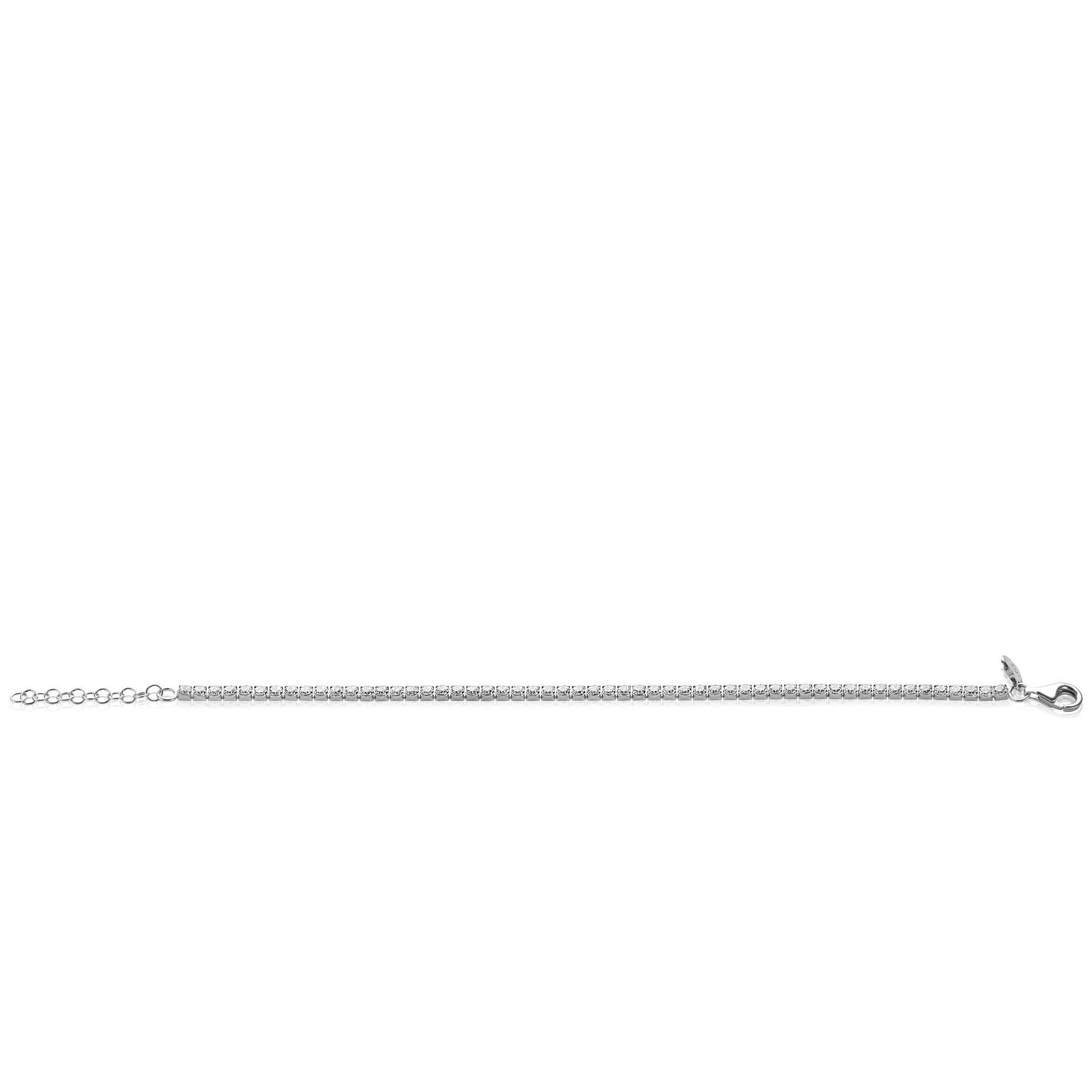 ZINZI silver tennis bracelet 3mm wide, set with white cubic zirconias in square settings 17-20cm ZIA2665