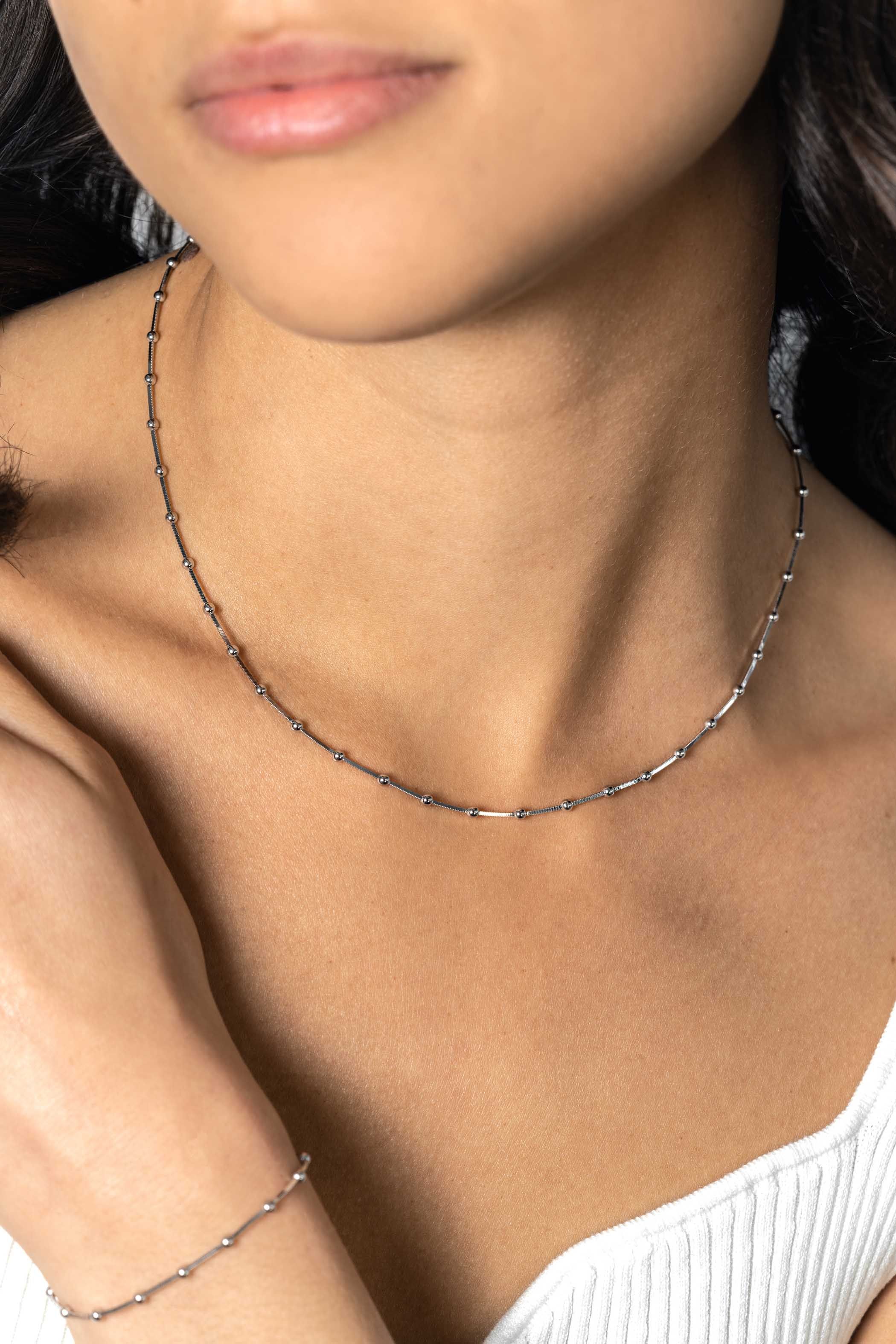 SNAKE CHAIN NECKLACE SILVER 45 CM SNAKE CHAIN NECKLACE SILVER 45 CM