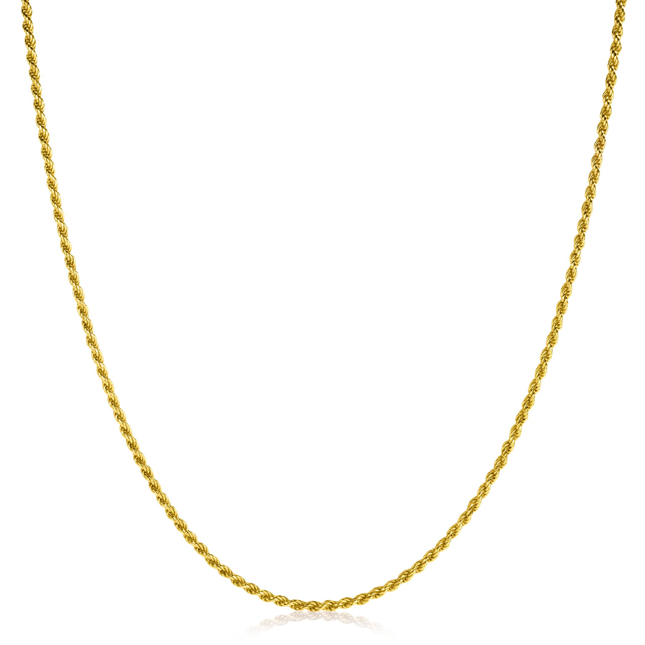 45cm ZINZI Gold Plated Sterling Silver Rope Necklace ZILC-K45G