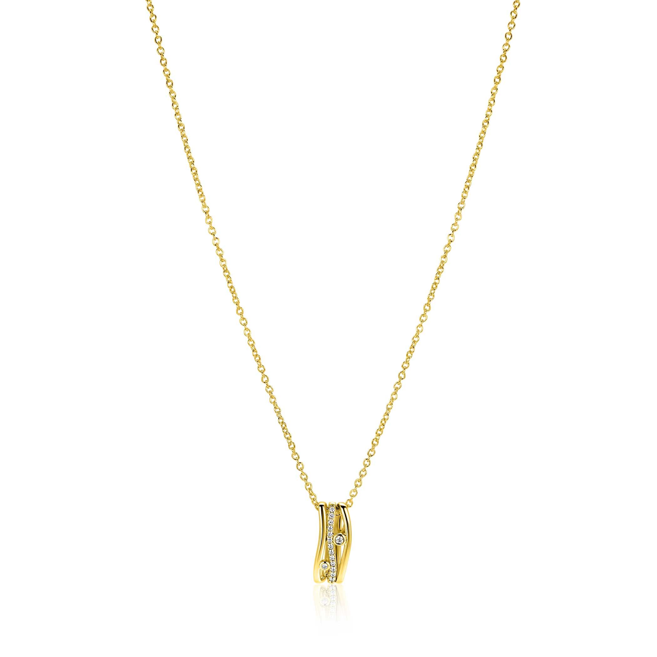 ZINZI gold plated silver link necklace with multi-look pendant (16mm) in wavy design 45-48cm ZIC2685