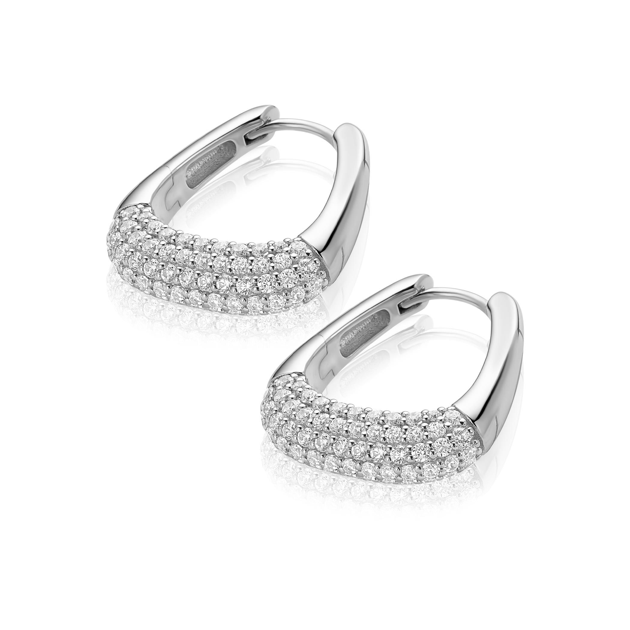 ZINZI zlv. luxe klapcreolen rechthoek afl.pave zirc.