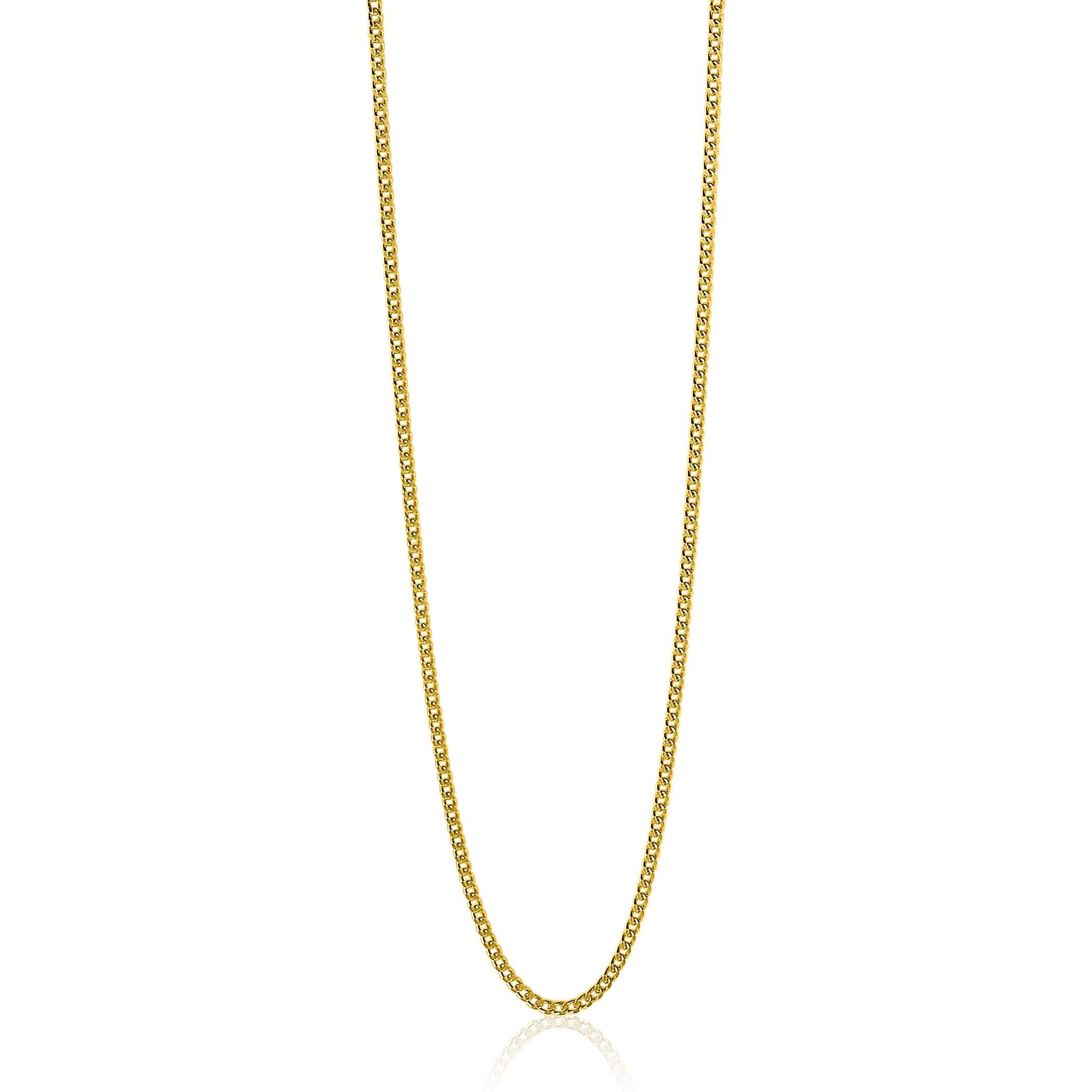 45cm ZINZI Gold Plated Sterling Silver Curb Chain Necklace ZILC-G45G