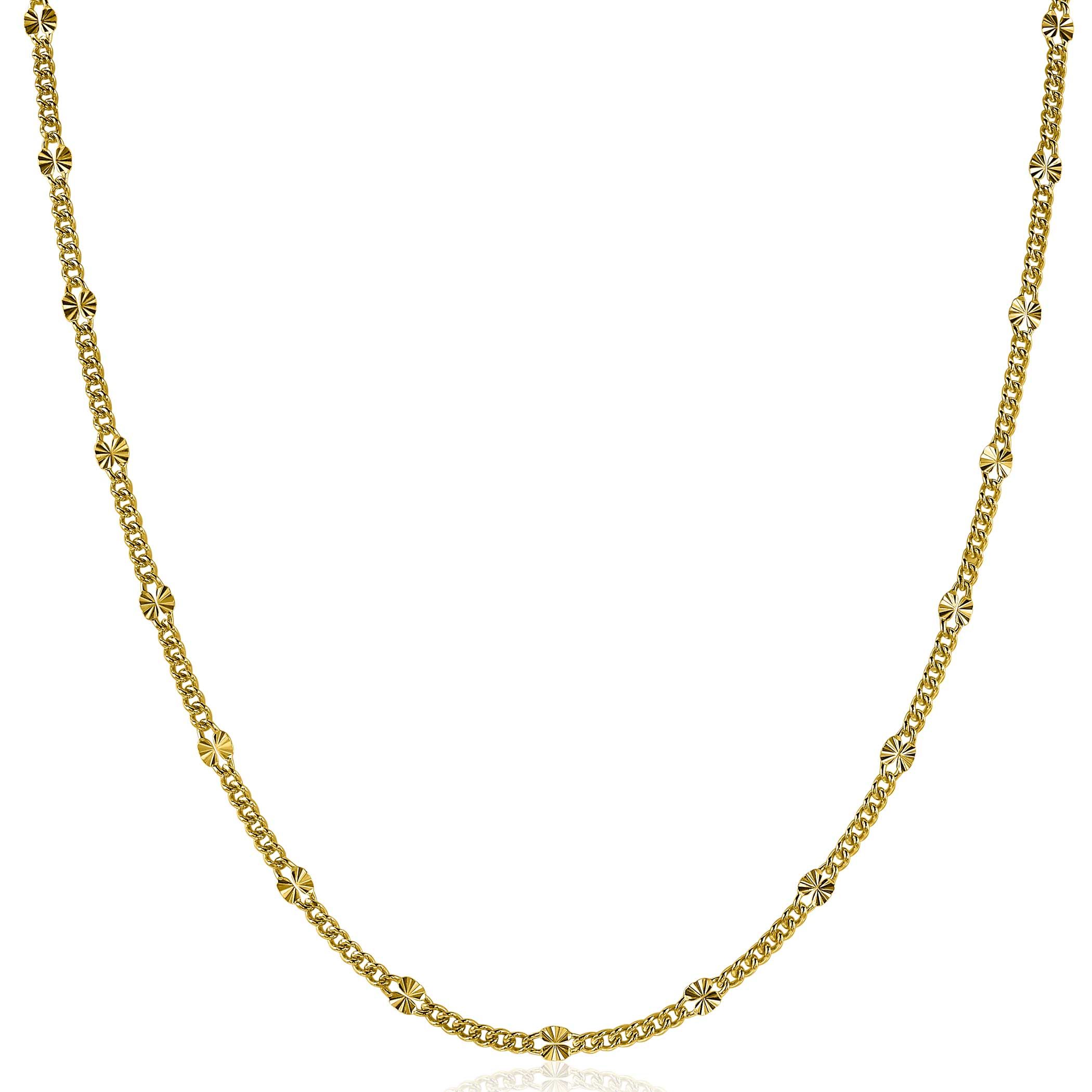 ZINZI Gold Plated Sterling Silver Curb Chain Necklace 45cm ZIC2157G