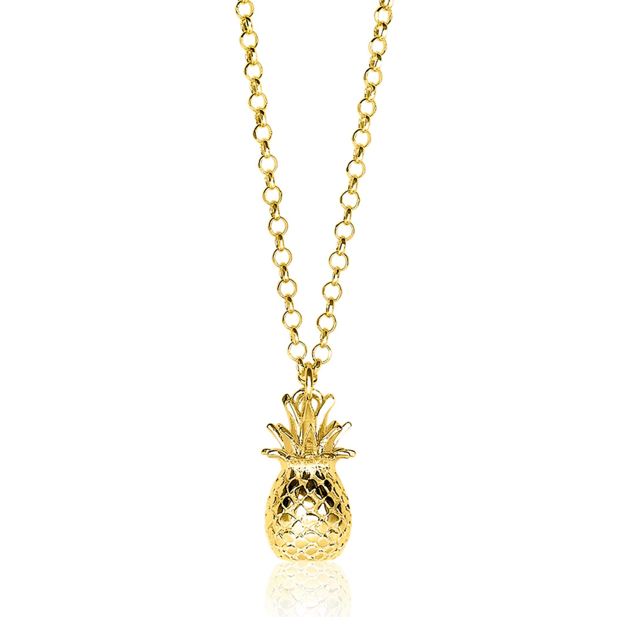 ZINZI Sterling Silver Necklace Yellow Gold Plated Pineapple ZIC1699G