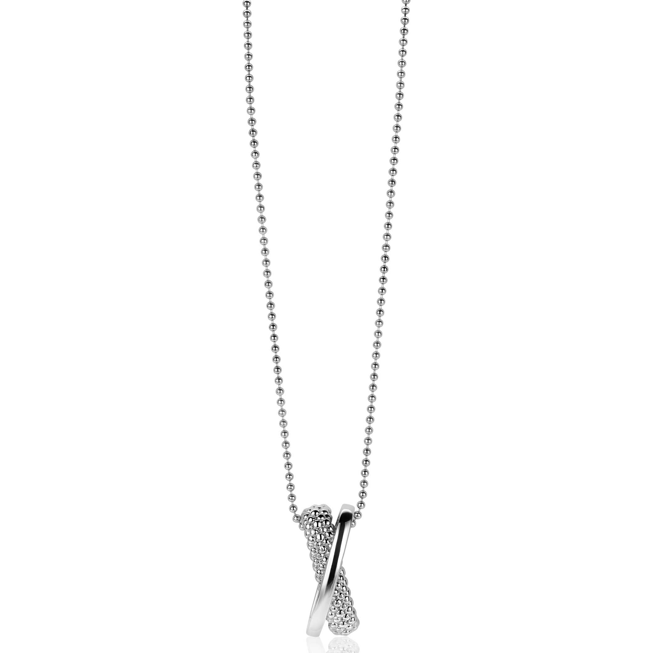20mm ZINZI Sterling Silver Pendant Crossover Shiny and Beads ZIH2242 (excl. necklace)