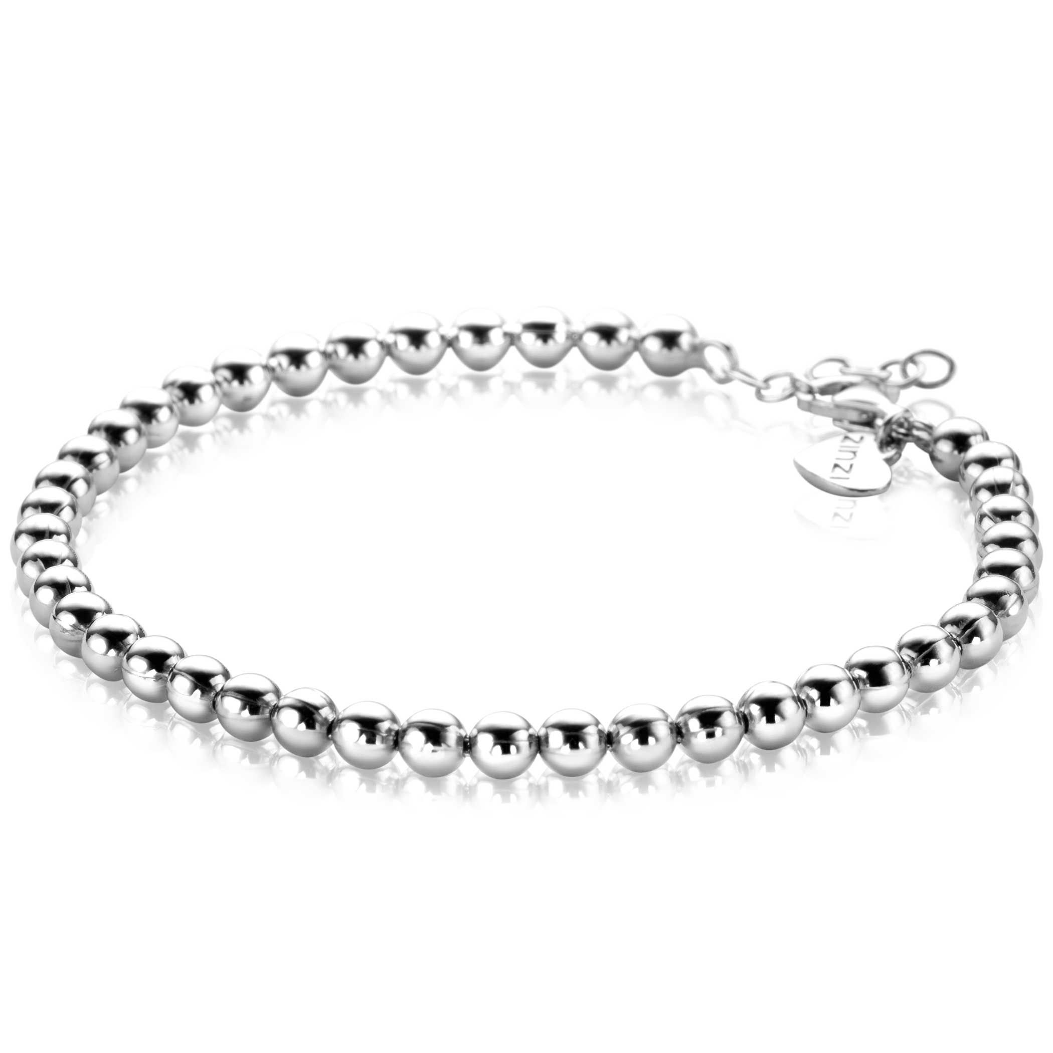 ZINZI silver bracelet with beaded links 4mm wide 18-20cm ZIA2659